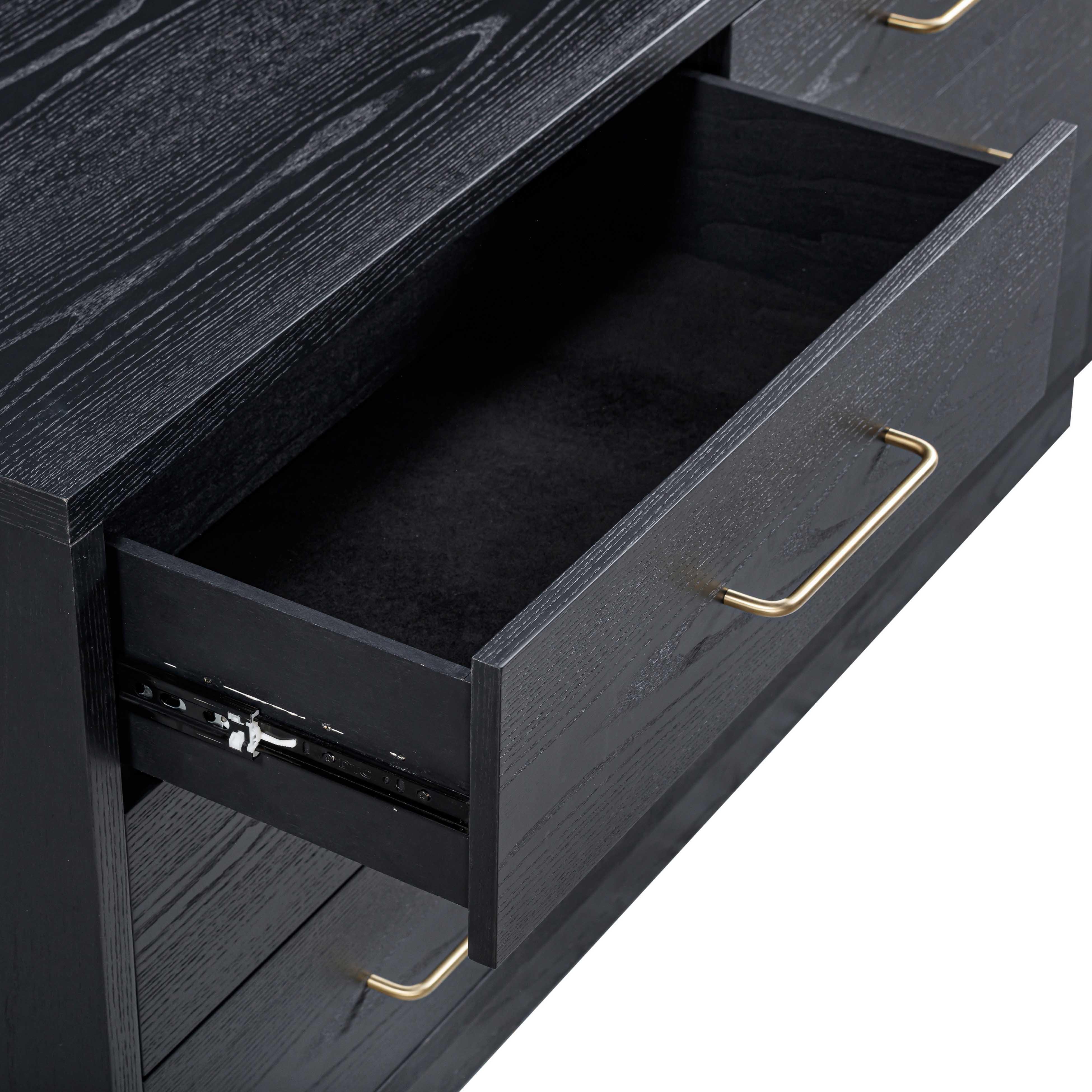 TOV Furniture Marlow 60" 6 Drawer Dresser, Black, large