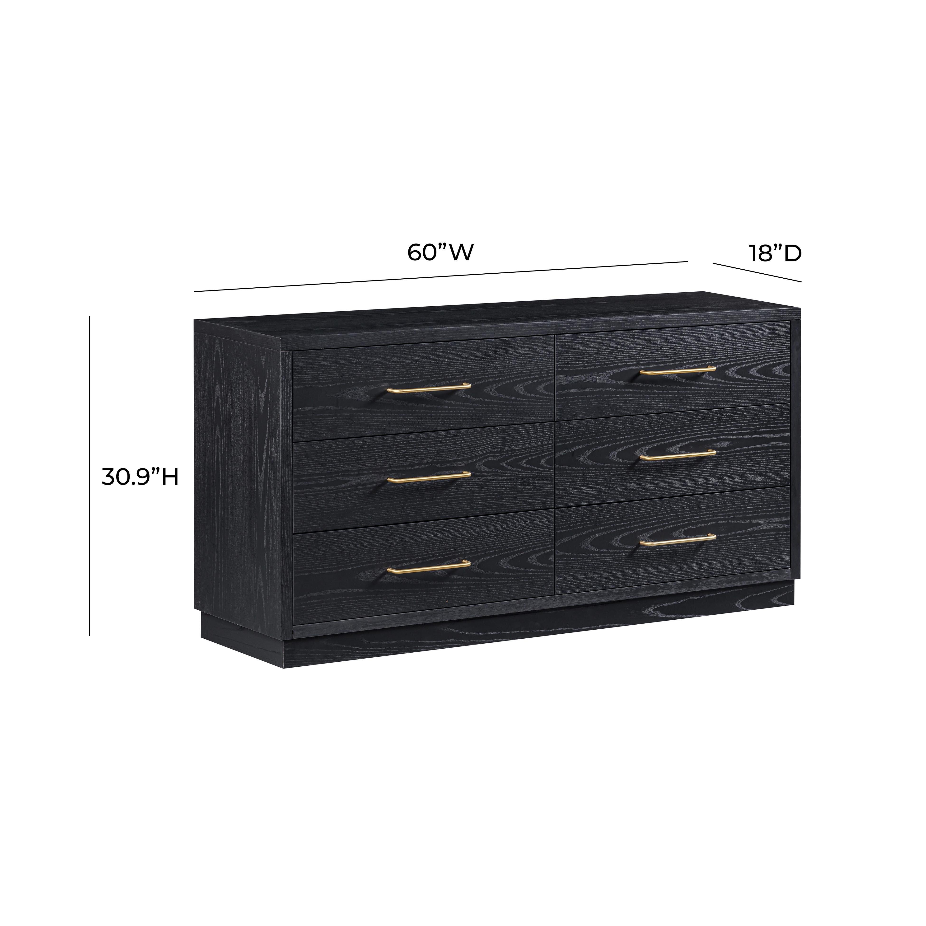 TOV Furniture Marlow 60" 6 Drawer Dresser, Black, large