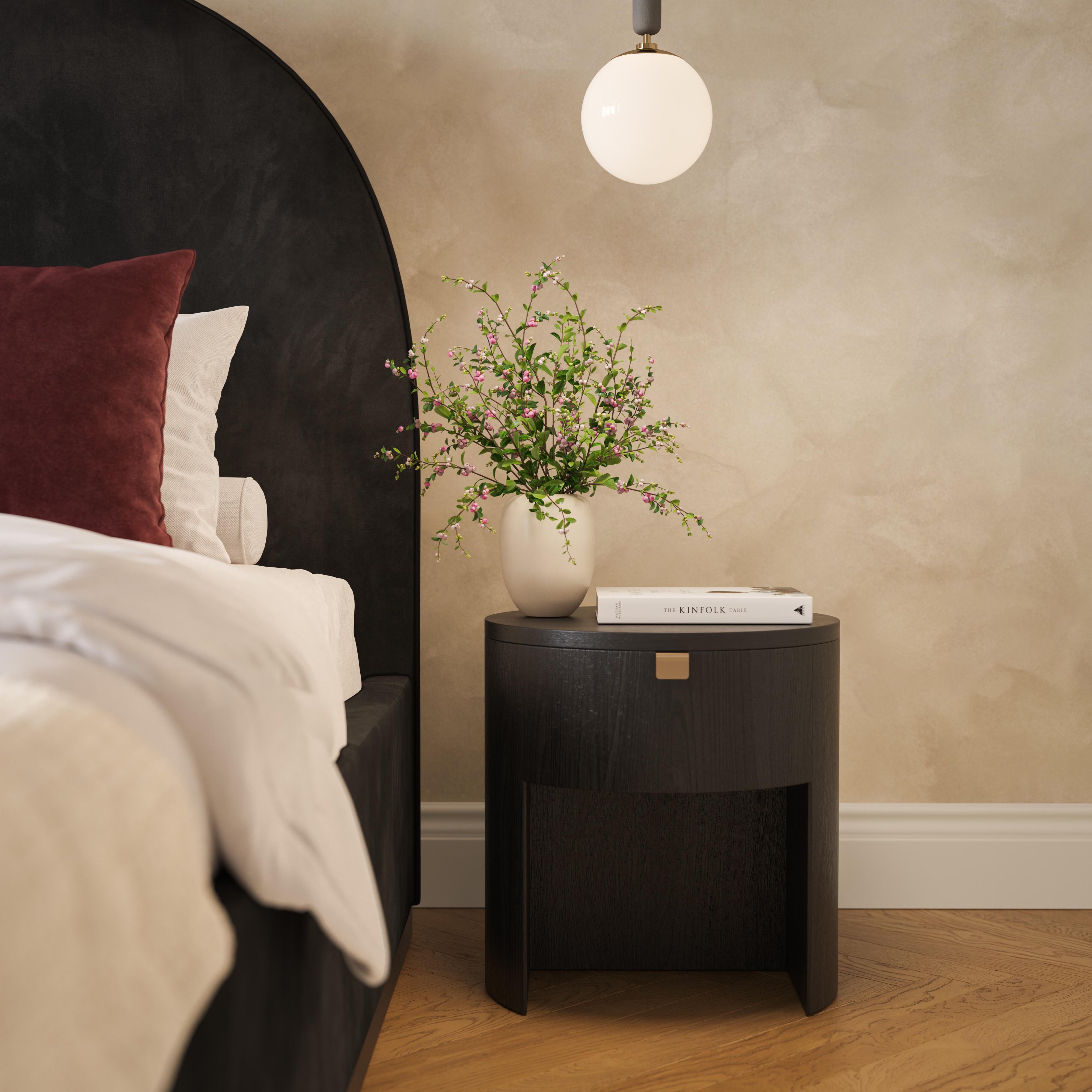 Tov Furniture Marlow 18" Round Nightstand, Black, large
