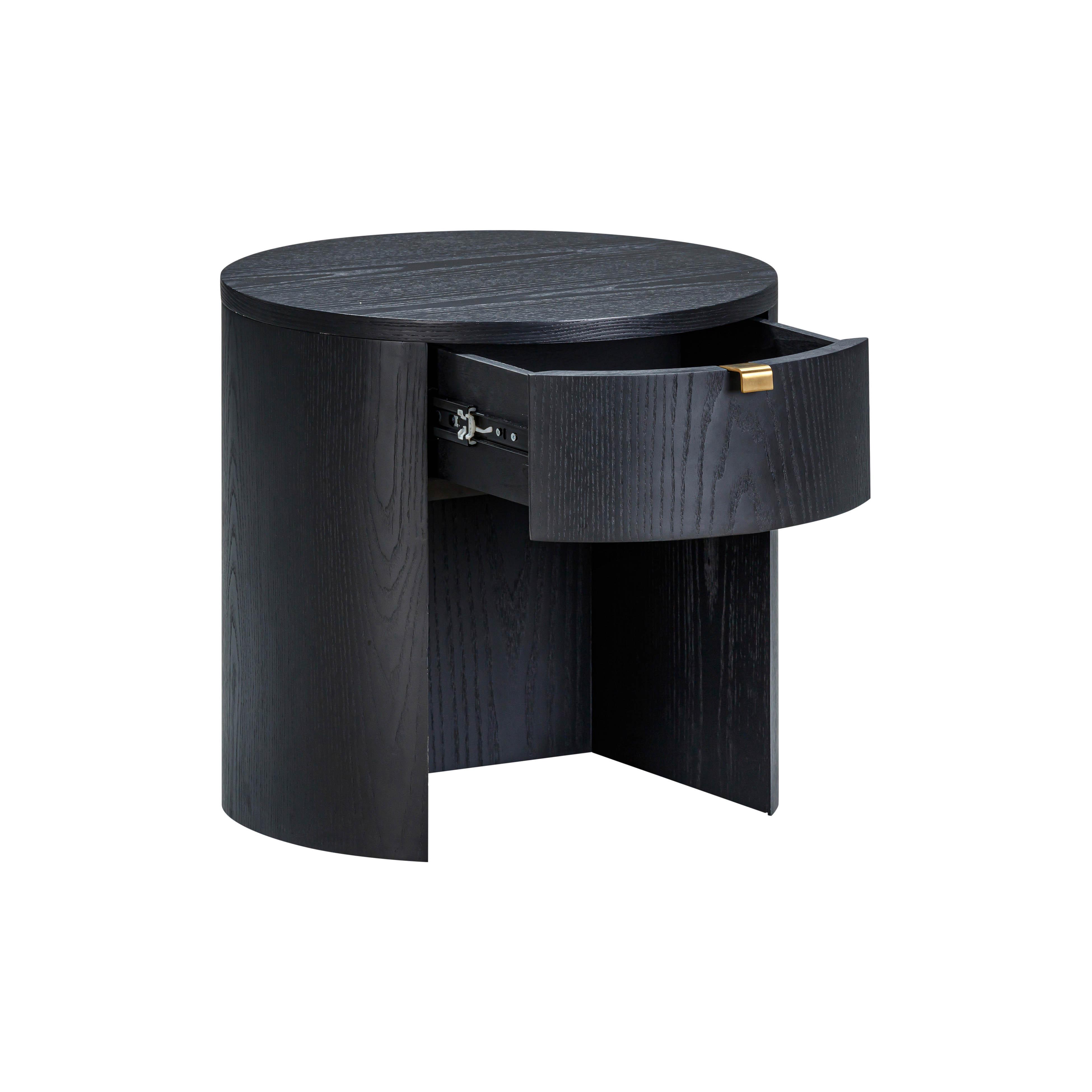 Tov Furniture Marlow 18" Round Nightstand, Black, large