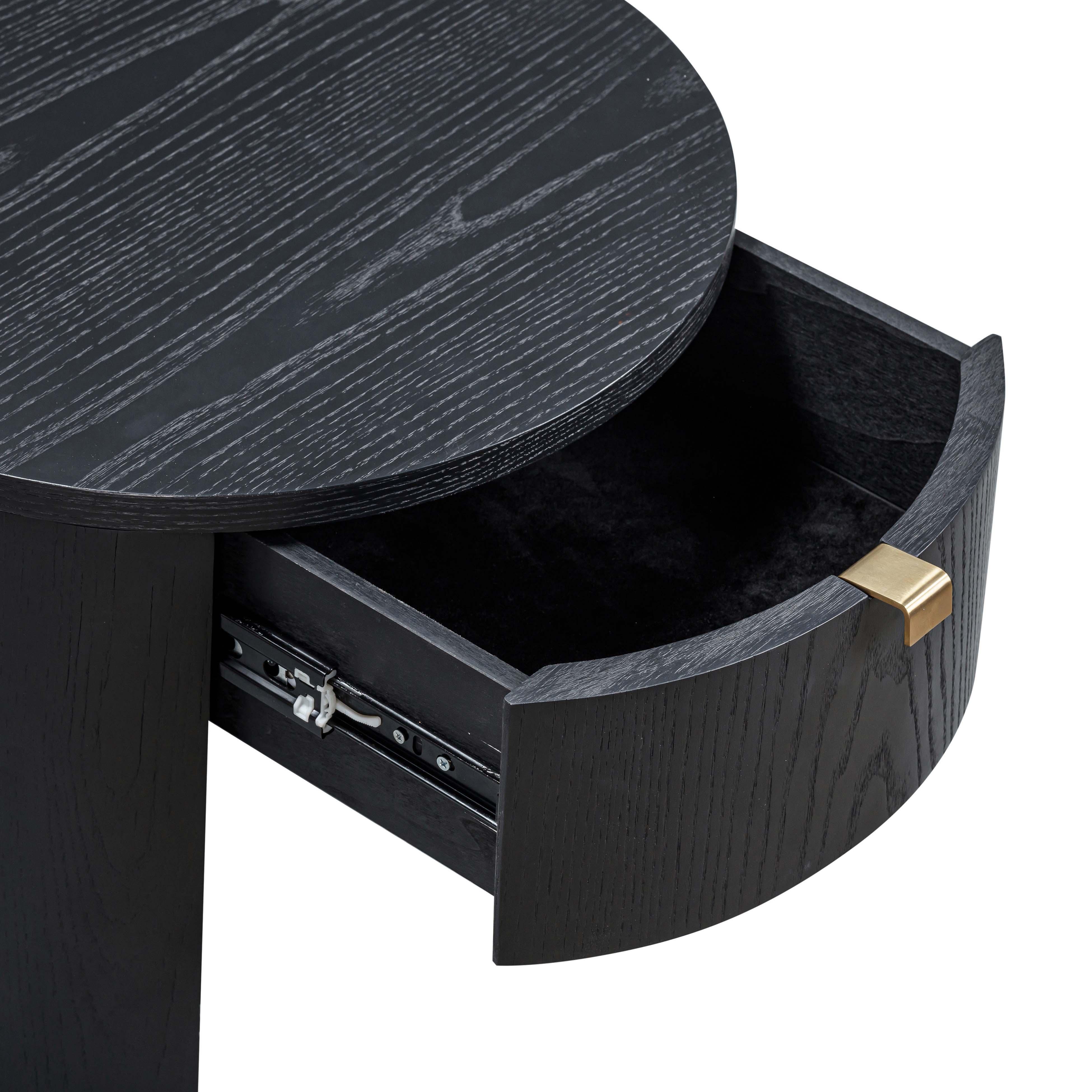Tov Furniture Marlow 18" Round Nightstand, Black, large