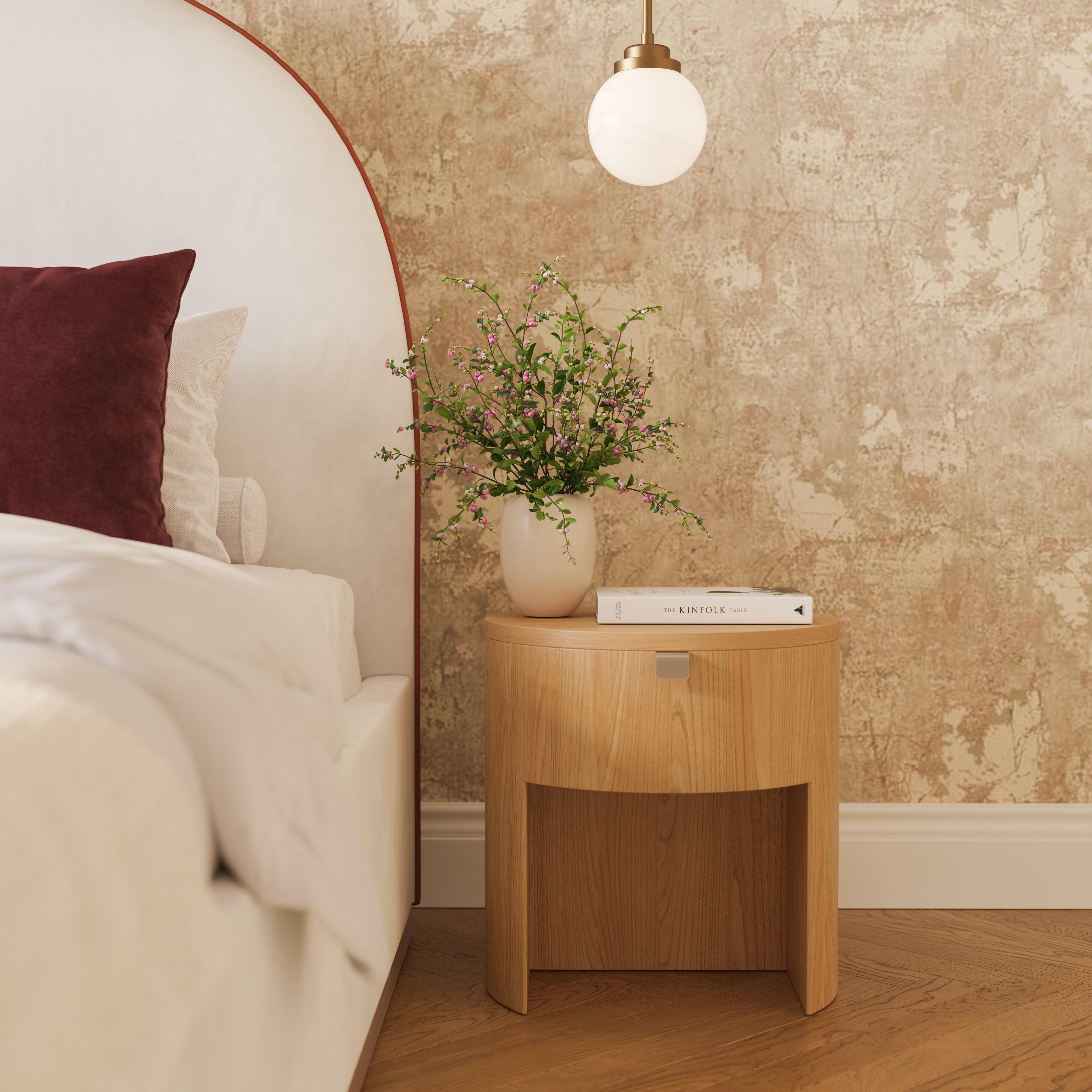 Tov Furniture Marlow 18" Round Nightstand, Natural, large