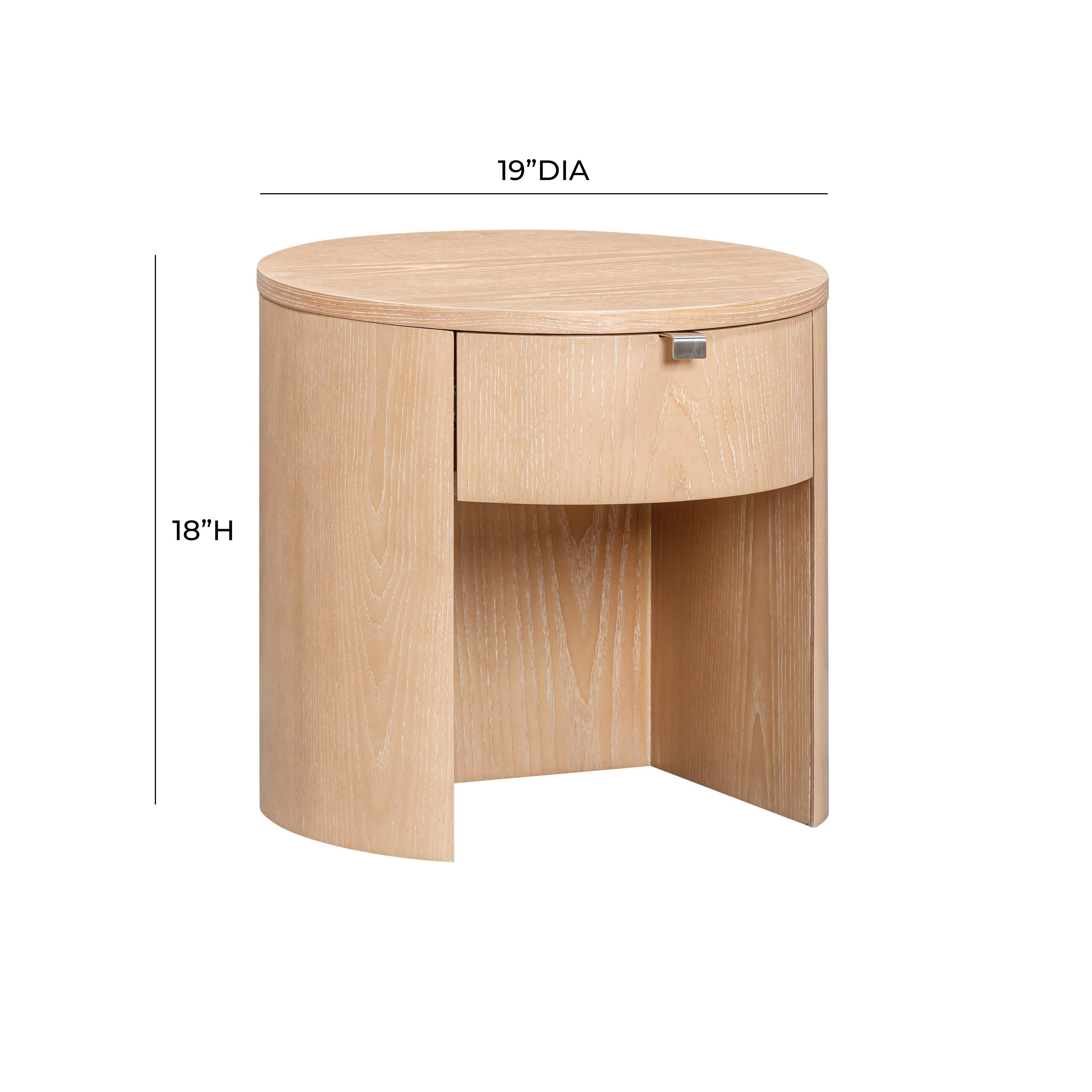 Tov Furniture Marlow 18" Round Nightstand, Natural, large