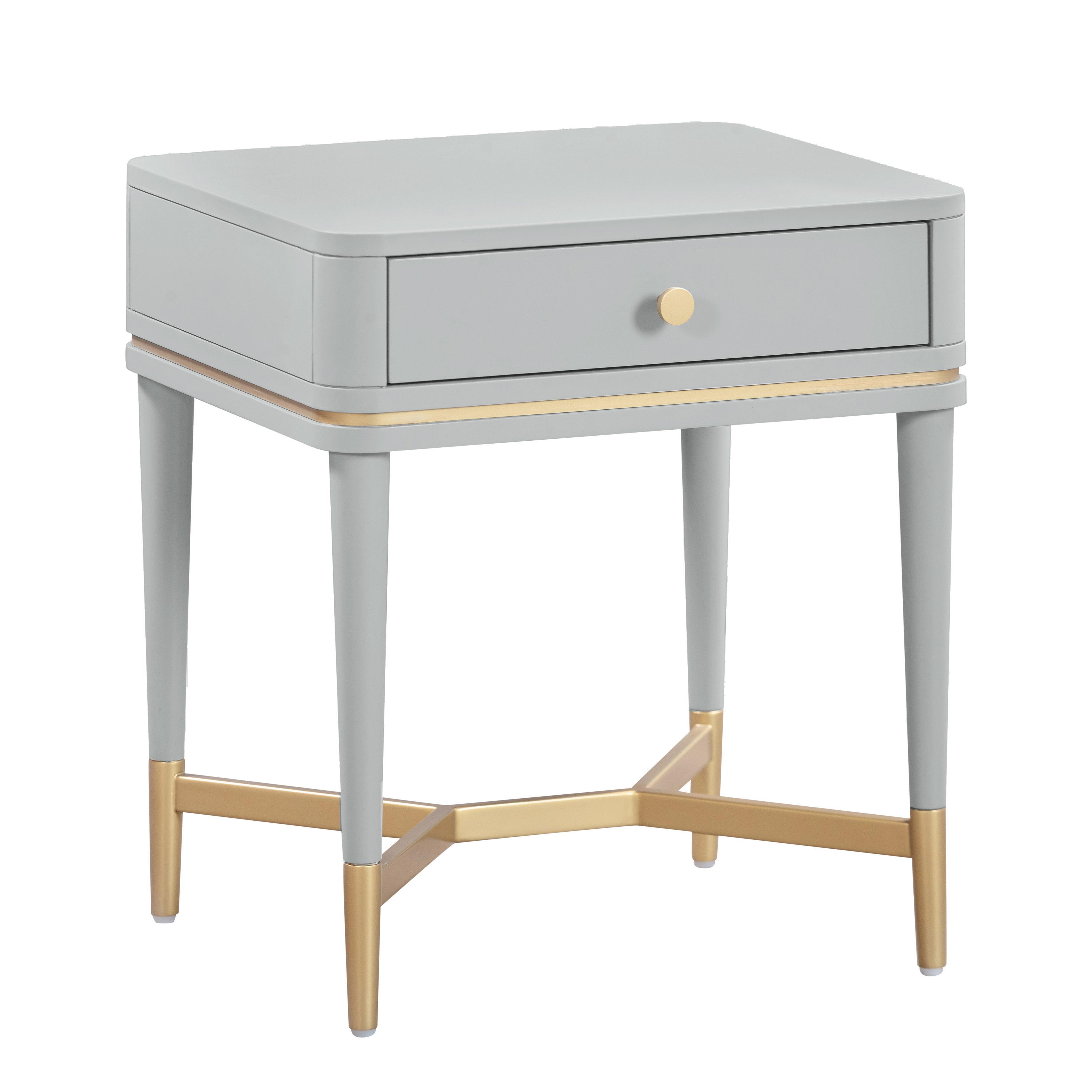 Tov Furniture Julieta 21" Nightstand, Gray, large
