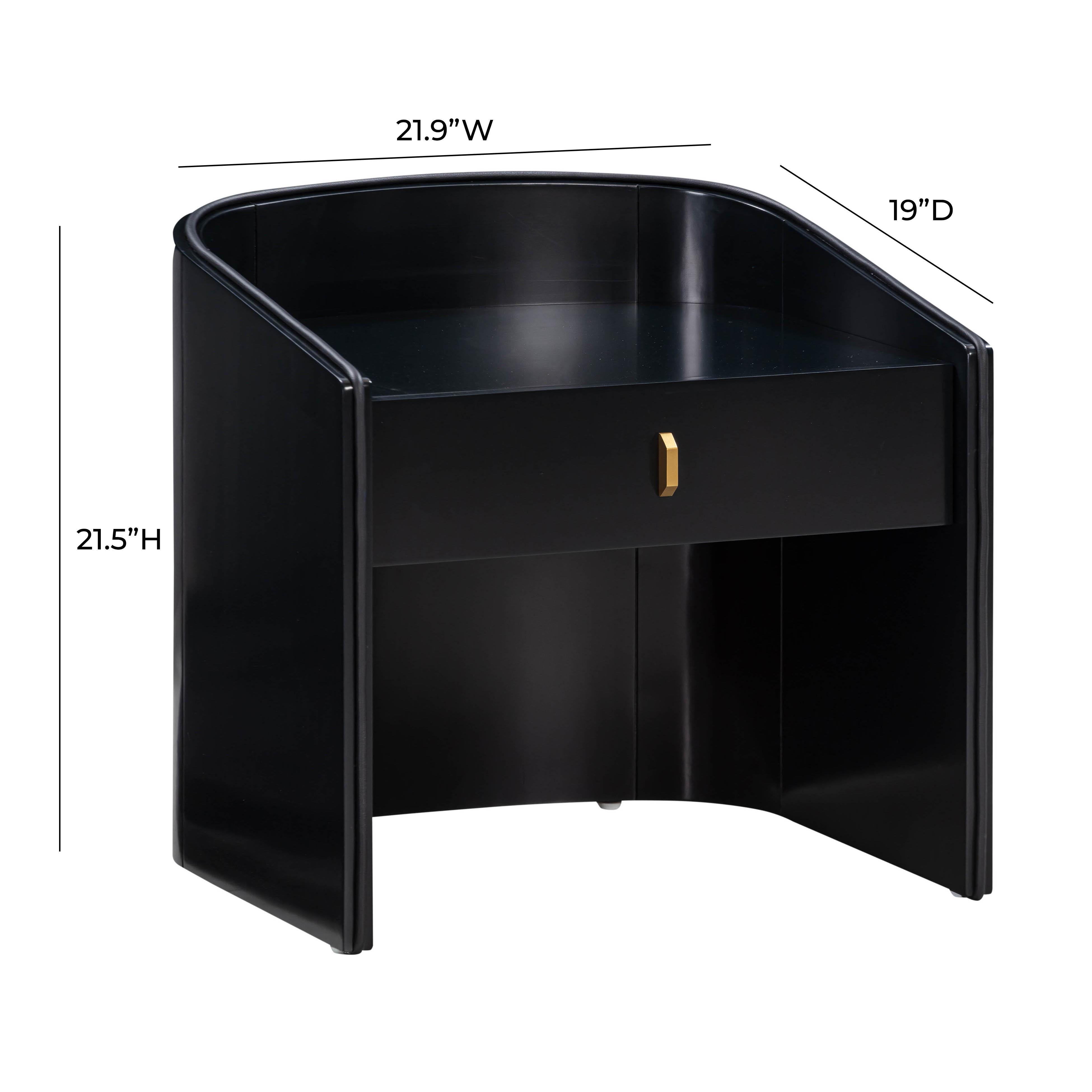 Tov Funriture Collins 22" Nightstand, Black, large