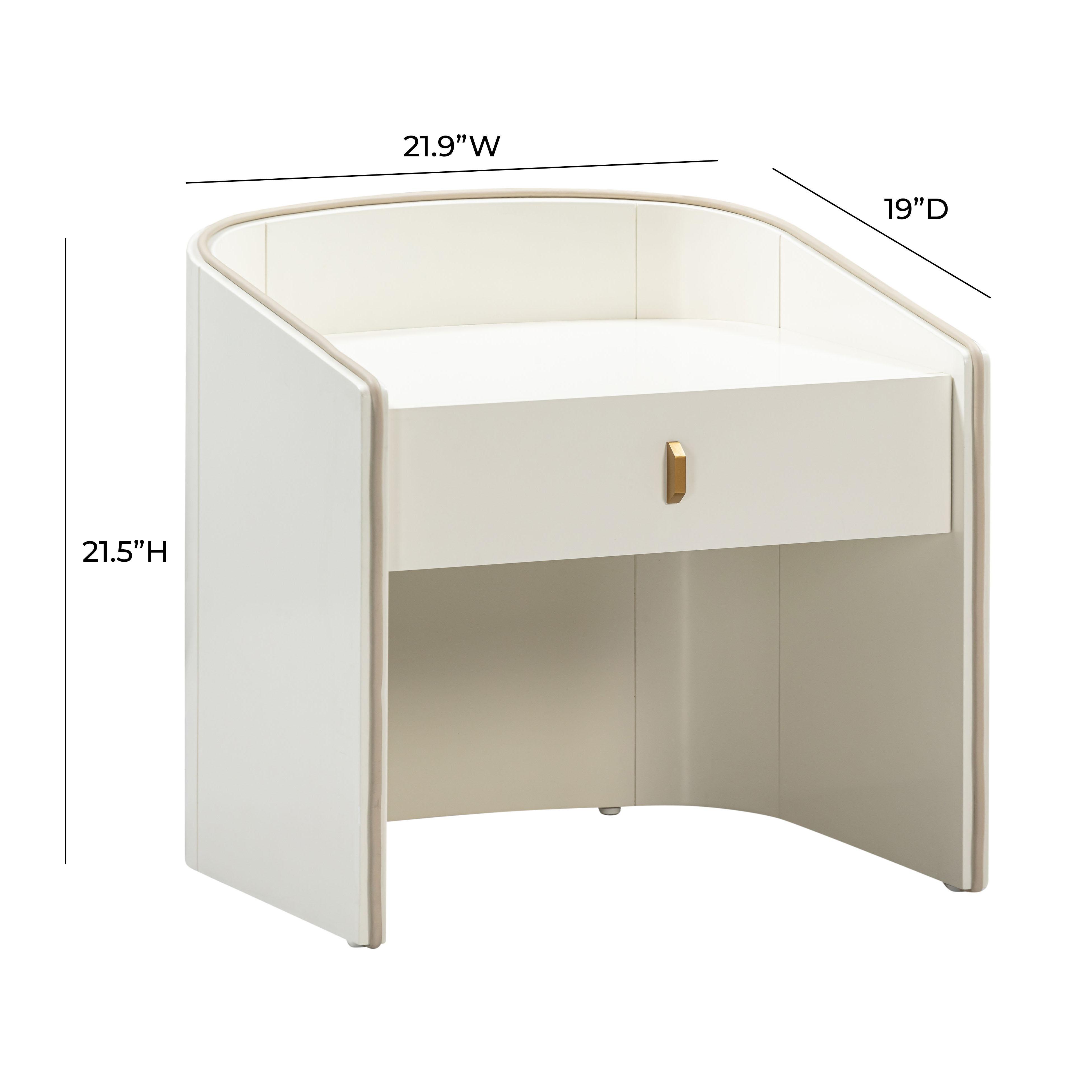 Tov Funriture Collins 22" Nightstand, Cream, large