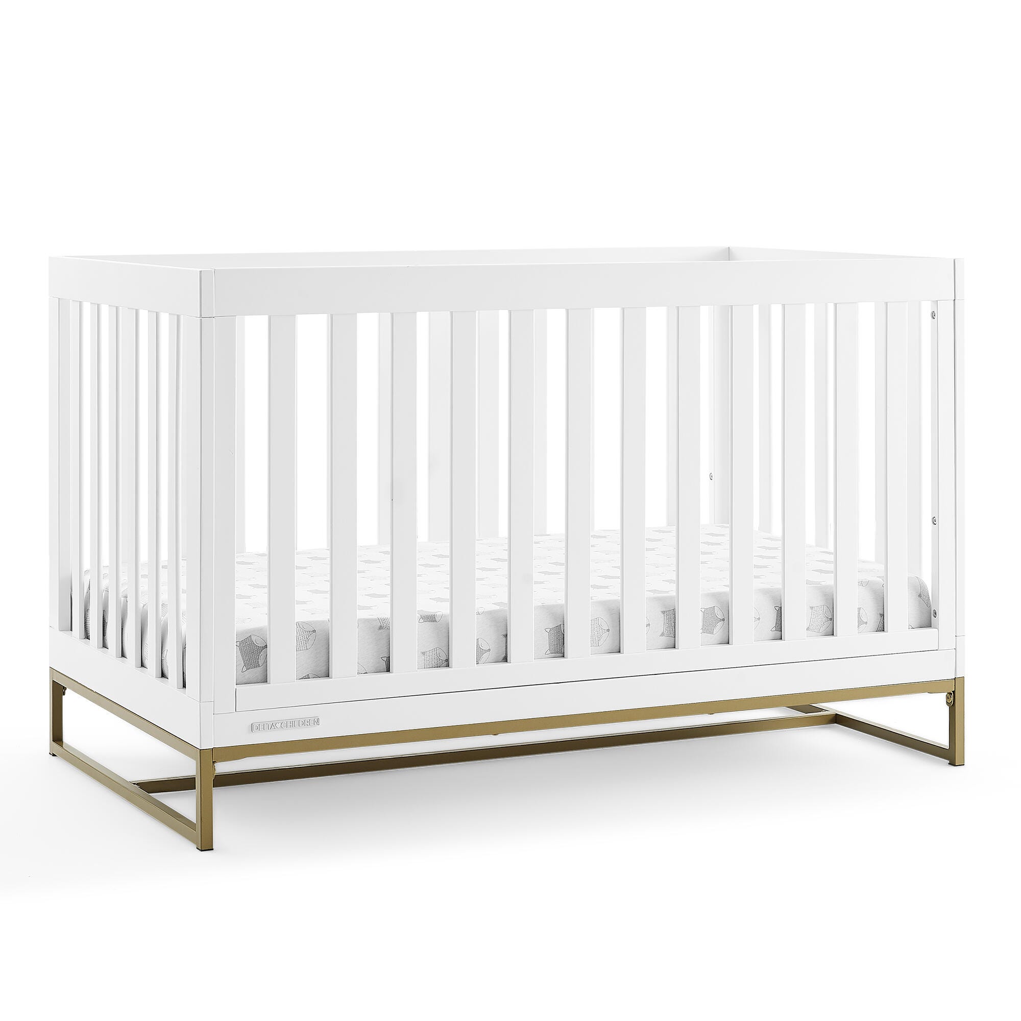 Delta Children Jade 4-in-1 Convertible Crib, Bianca White/Bronze, large