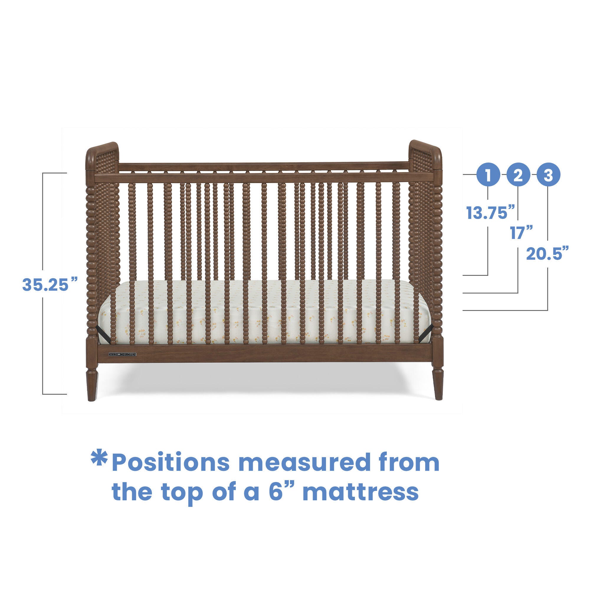 Delta Children Saint 4-in-1 Convertible Crib, Teak Brown, large