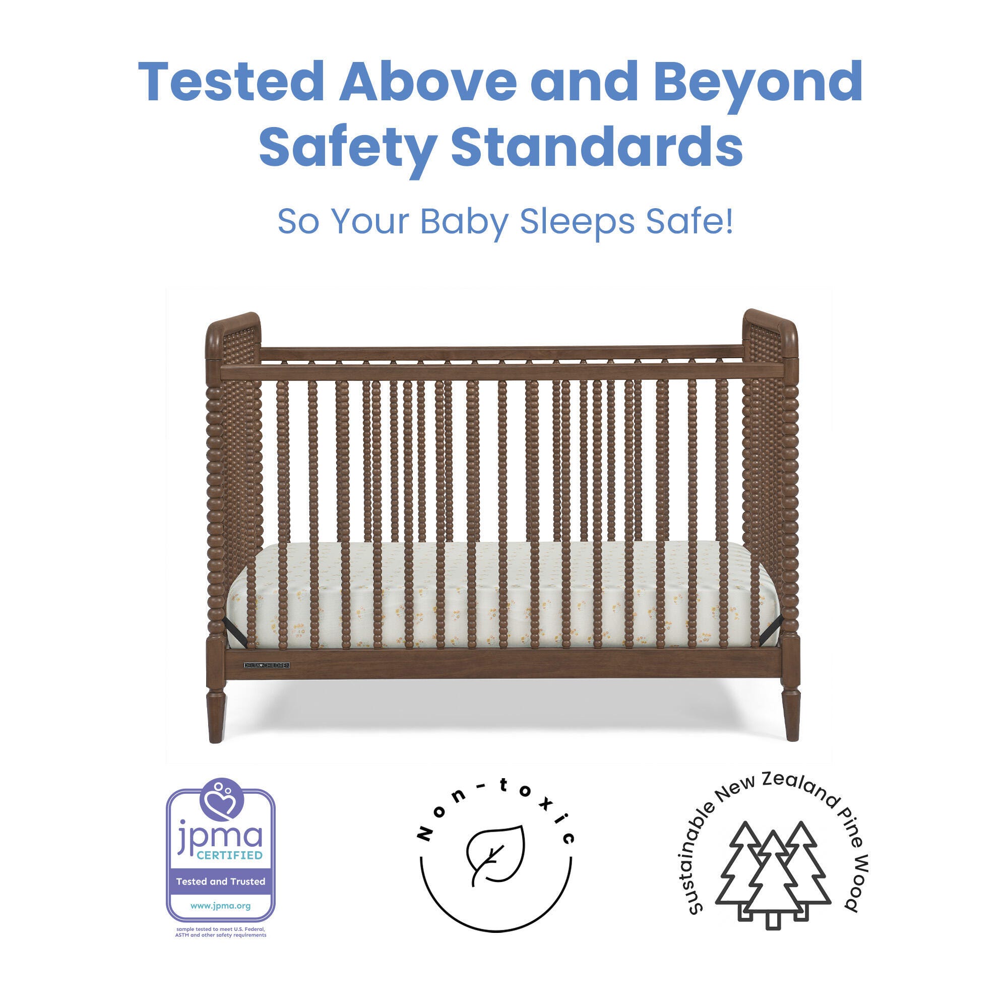 Delta Children Saint 4-in-1 Convertible Crib, Teak Brown, large
