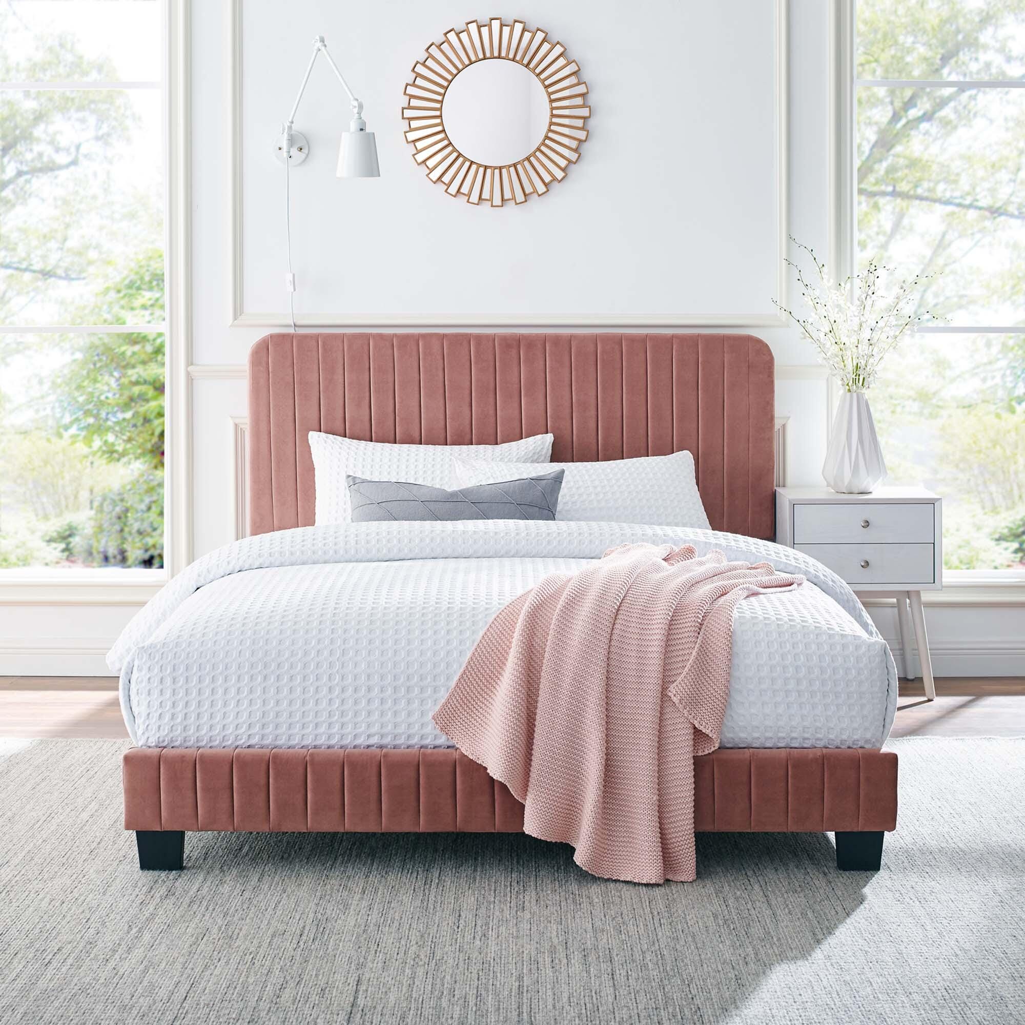 Modway Celine Full Platform Bed, Dusty Rose, large