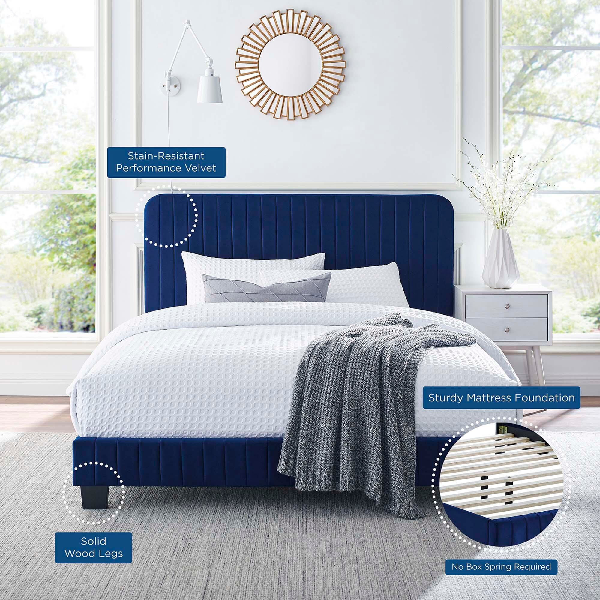 Modway Celine Full Platform Bed, Navy, large
