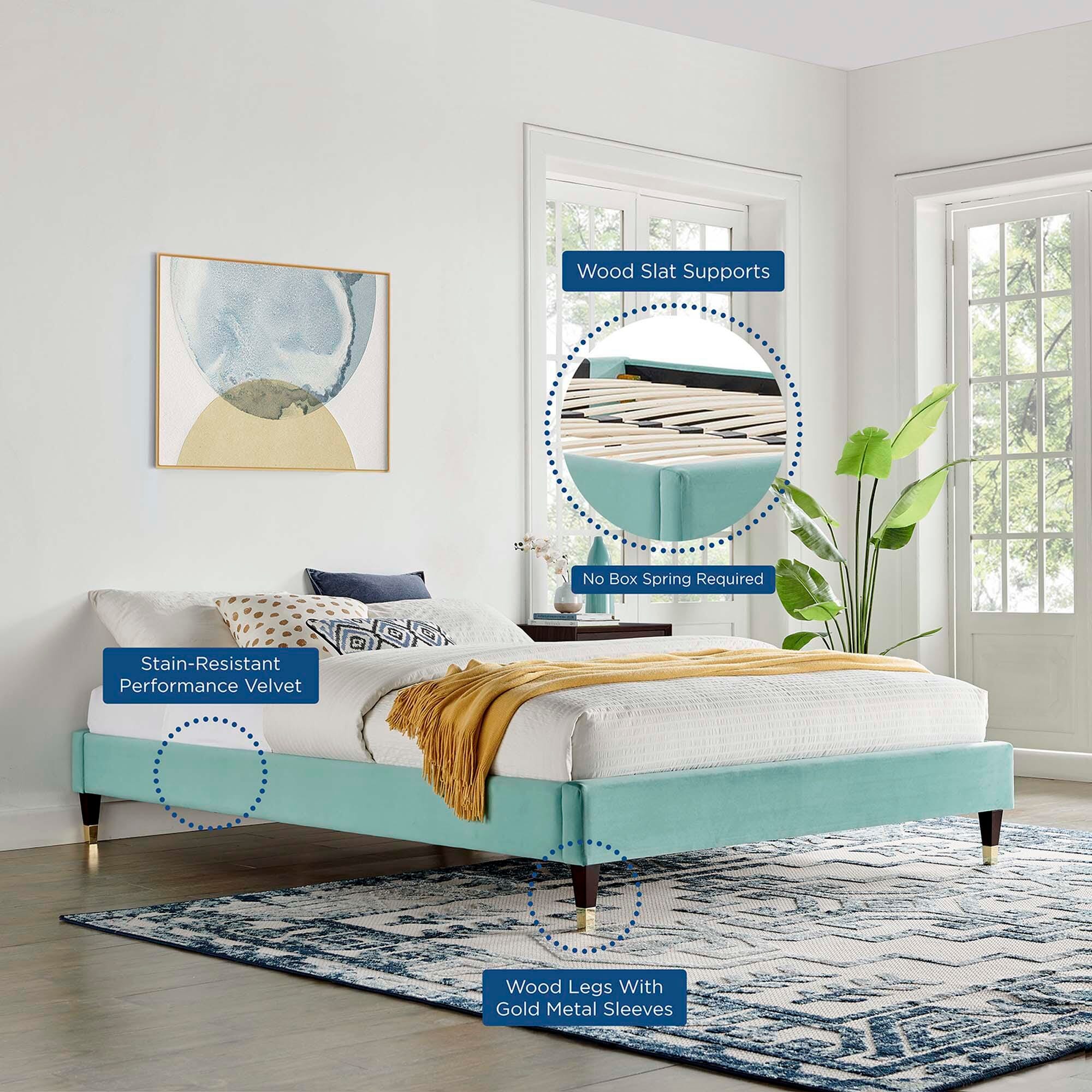Modway Harlow Full Platform Bed Frame, Mint, large