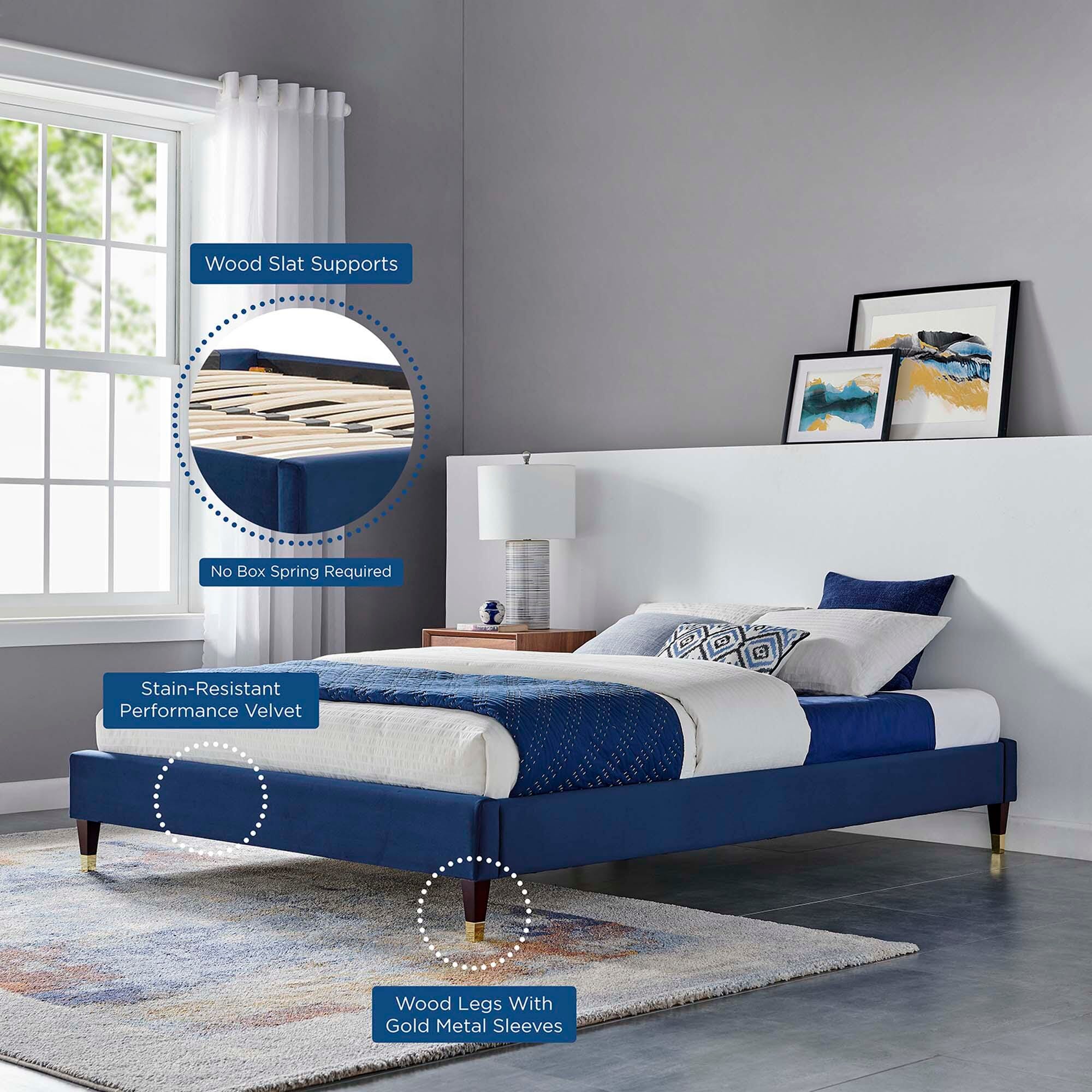 Modway Harlow Full Platform Bed Frame, Navy, large