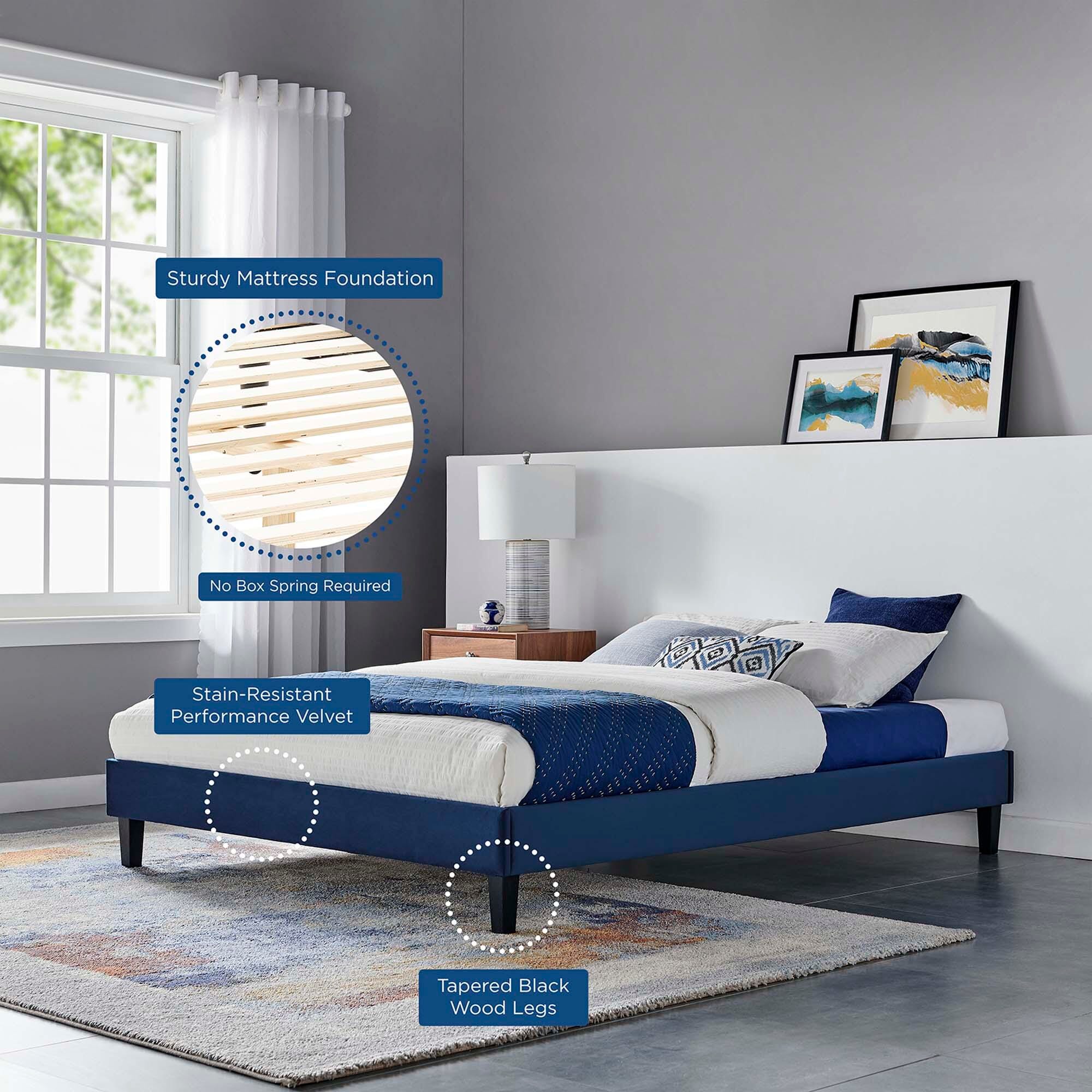 Modway Reign Full Platform Bed Frame, Navy, large