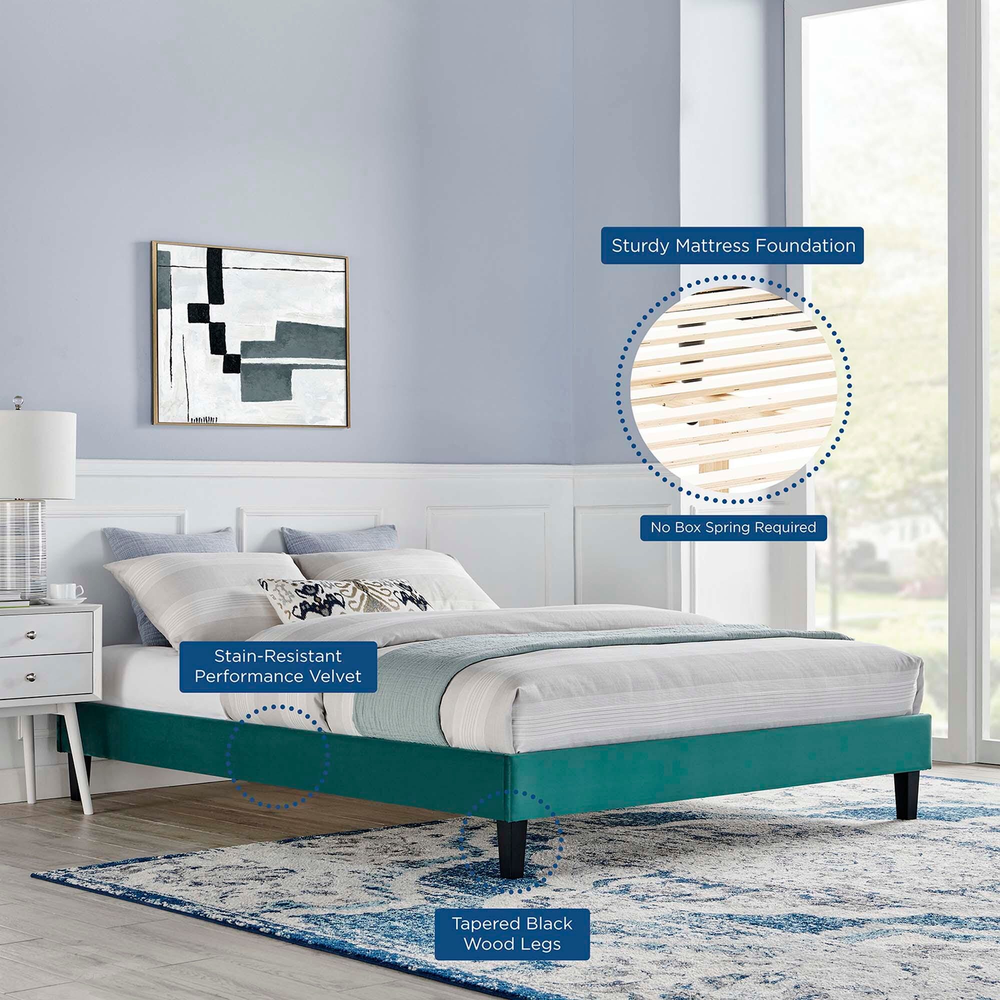 Modway Reign Full Platform Bed Frame, Teal, large