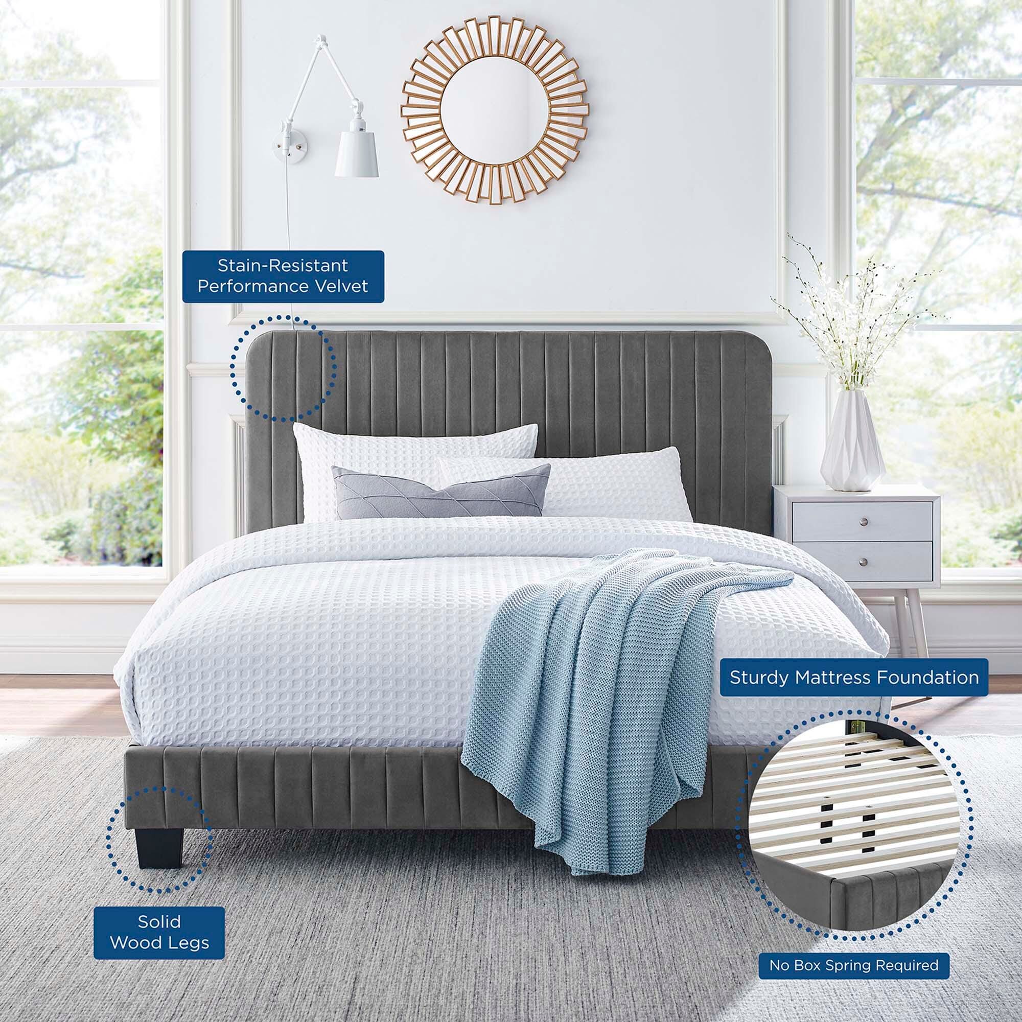 Modway Celine Queen Platform Bed, Gray, large