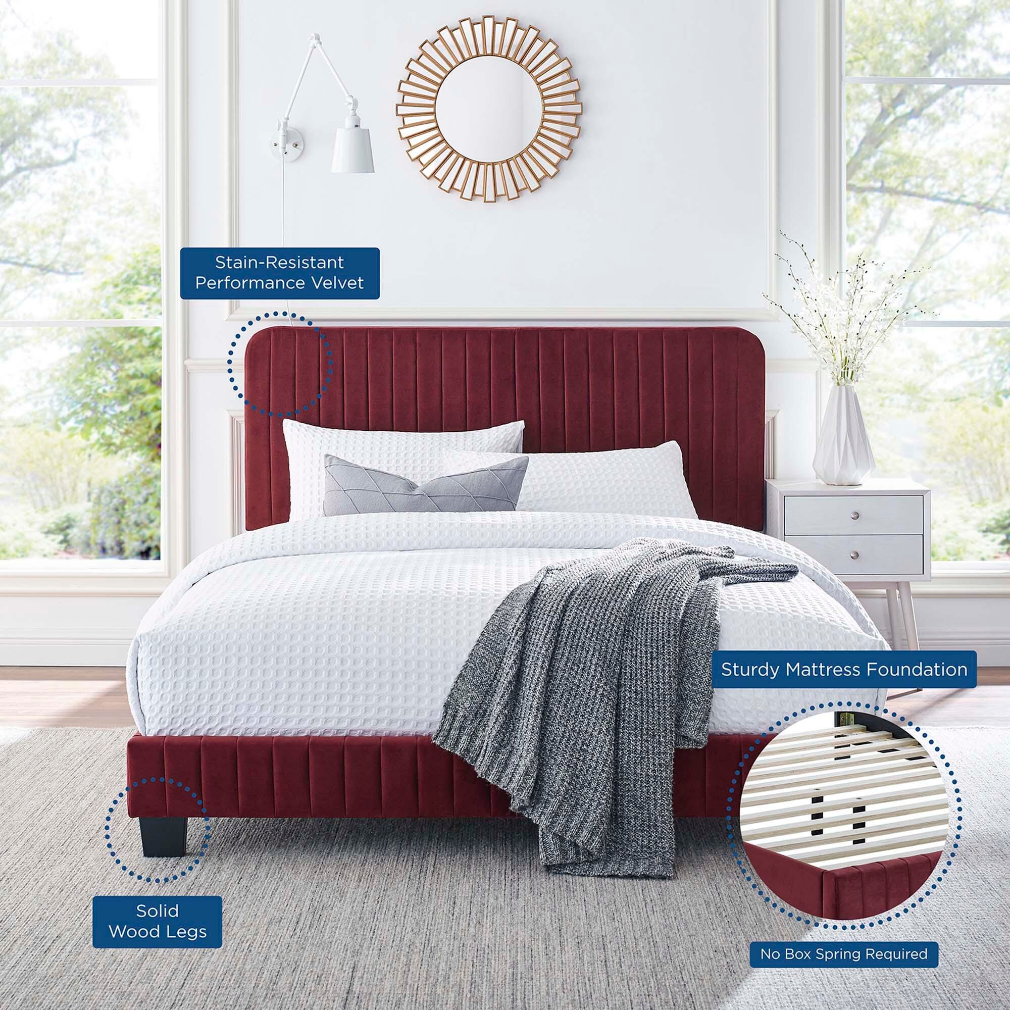 Modway Celine Twin Platform Bed, Maroon, large