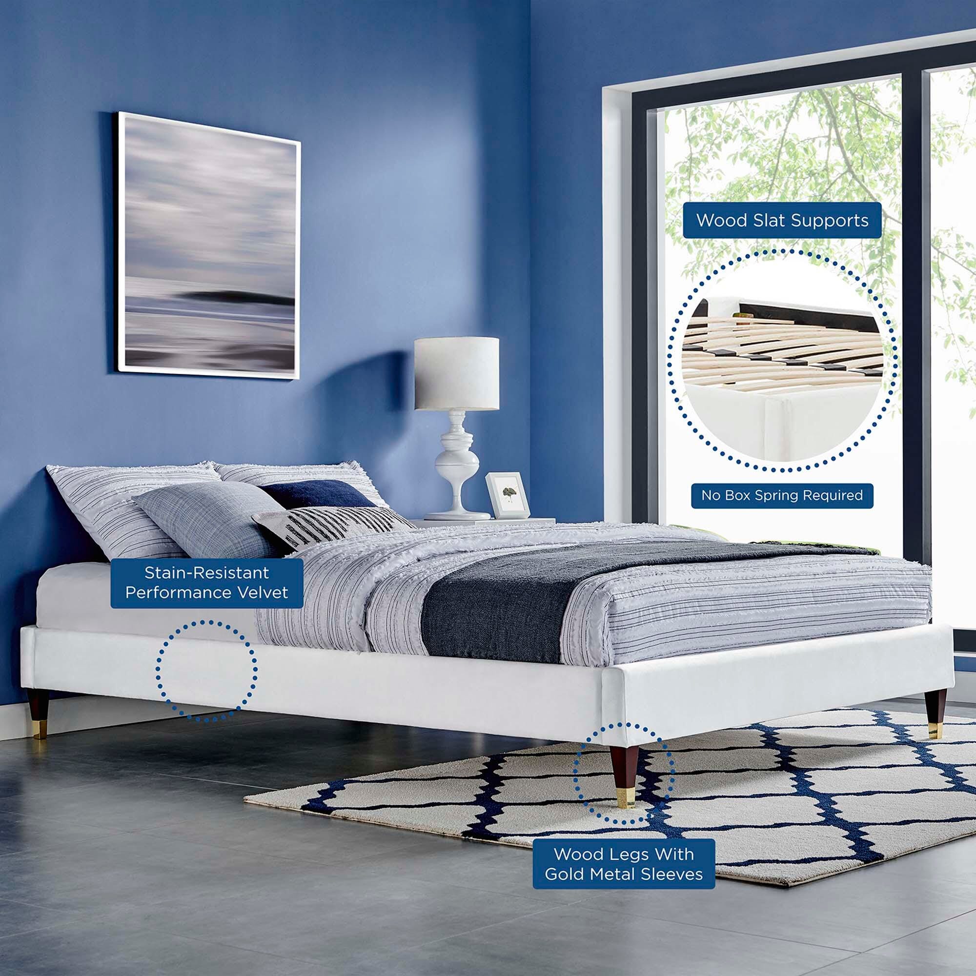Modway Harlow Twin Platform Bed Frame, White, large