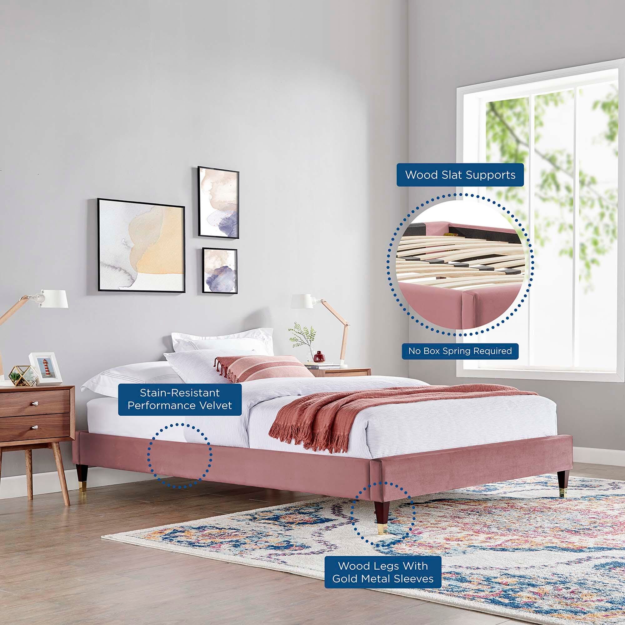 Modway Harlow Twin Platform Bed Frame, Dusty Rose, large