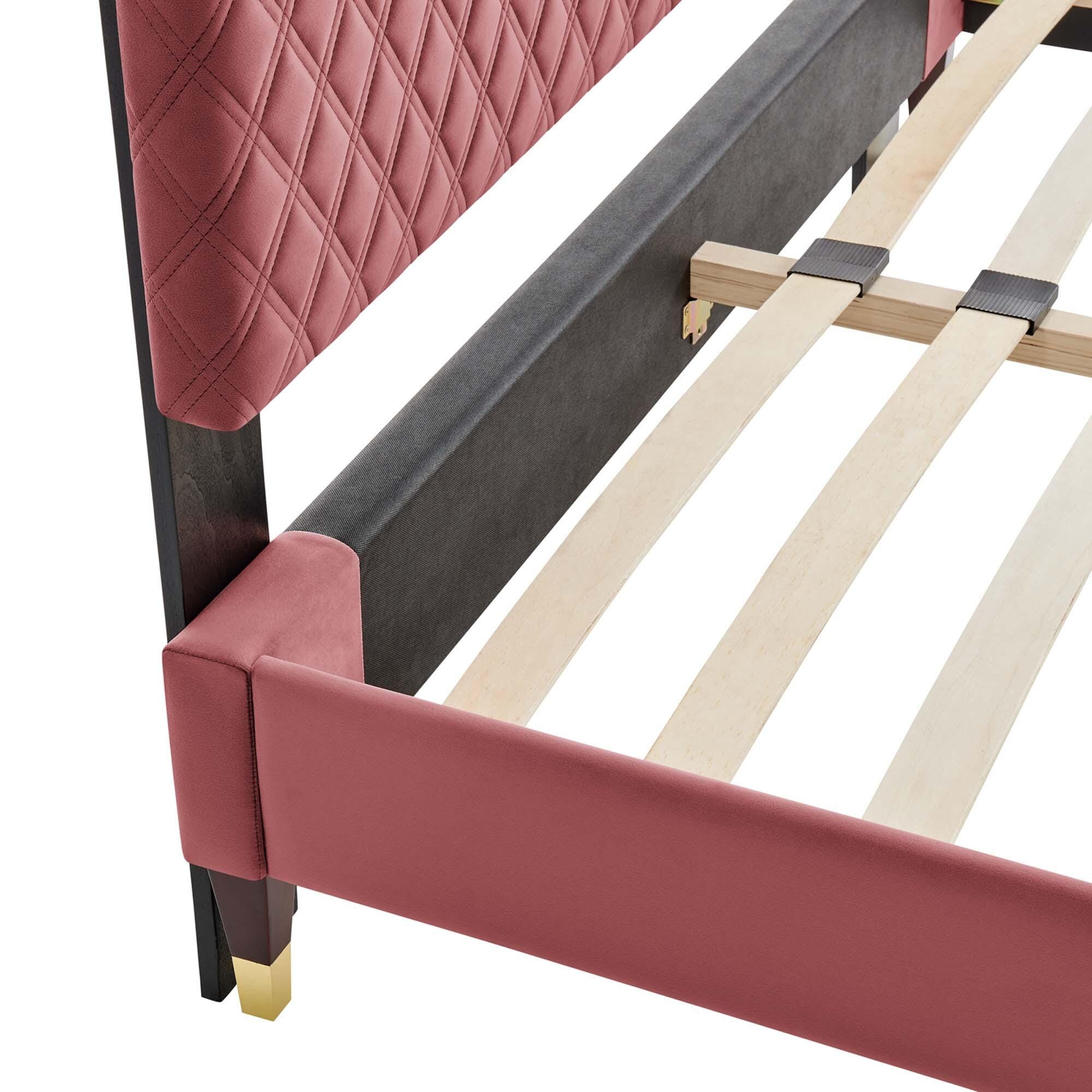 Modway Harlow Twin Platform Bed Frame, Dusty Rose, large