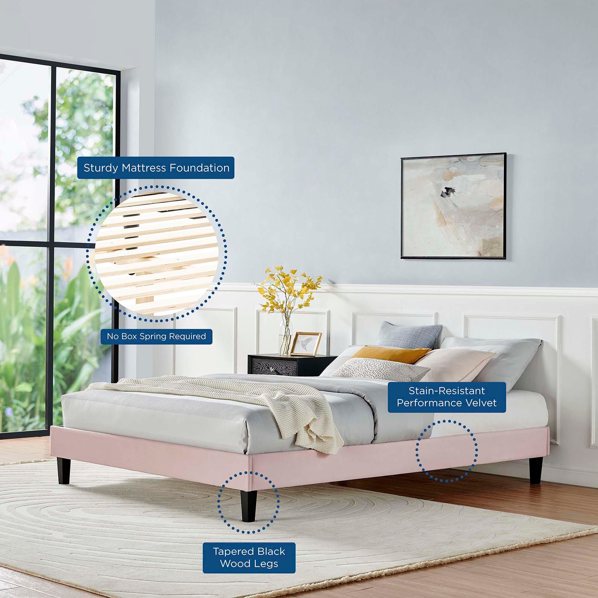 Modway Reign Twin Platform Bed Frame, Pink, large
