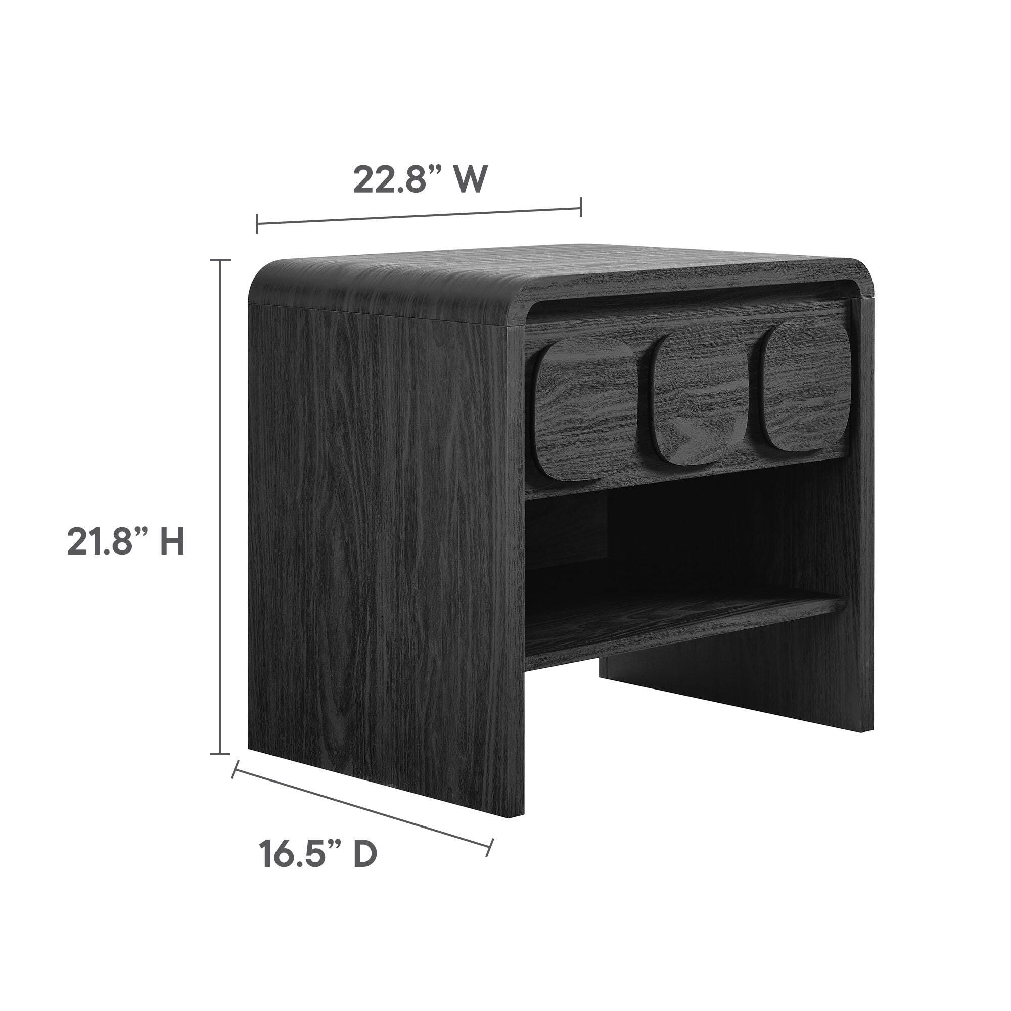 Modway Toscana 23" 1 Drawer Nightstand, Black, large
