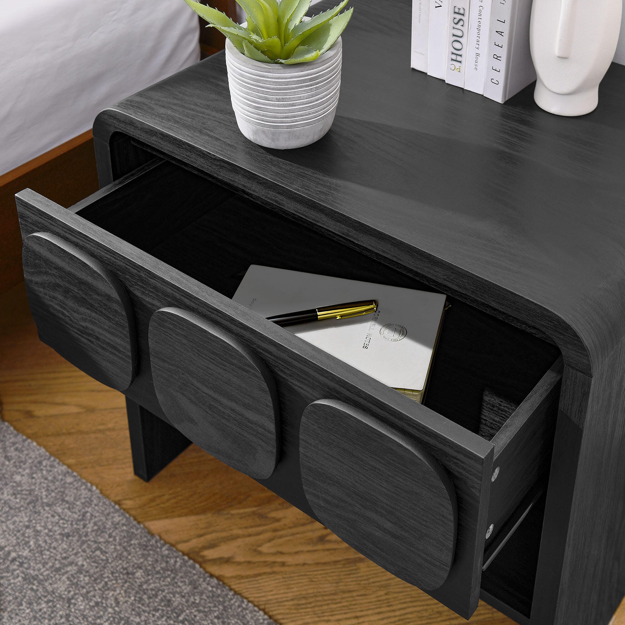 Modway Toscana 23" 1 Drawer Nightstand, Black, large