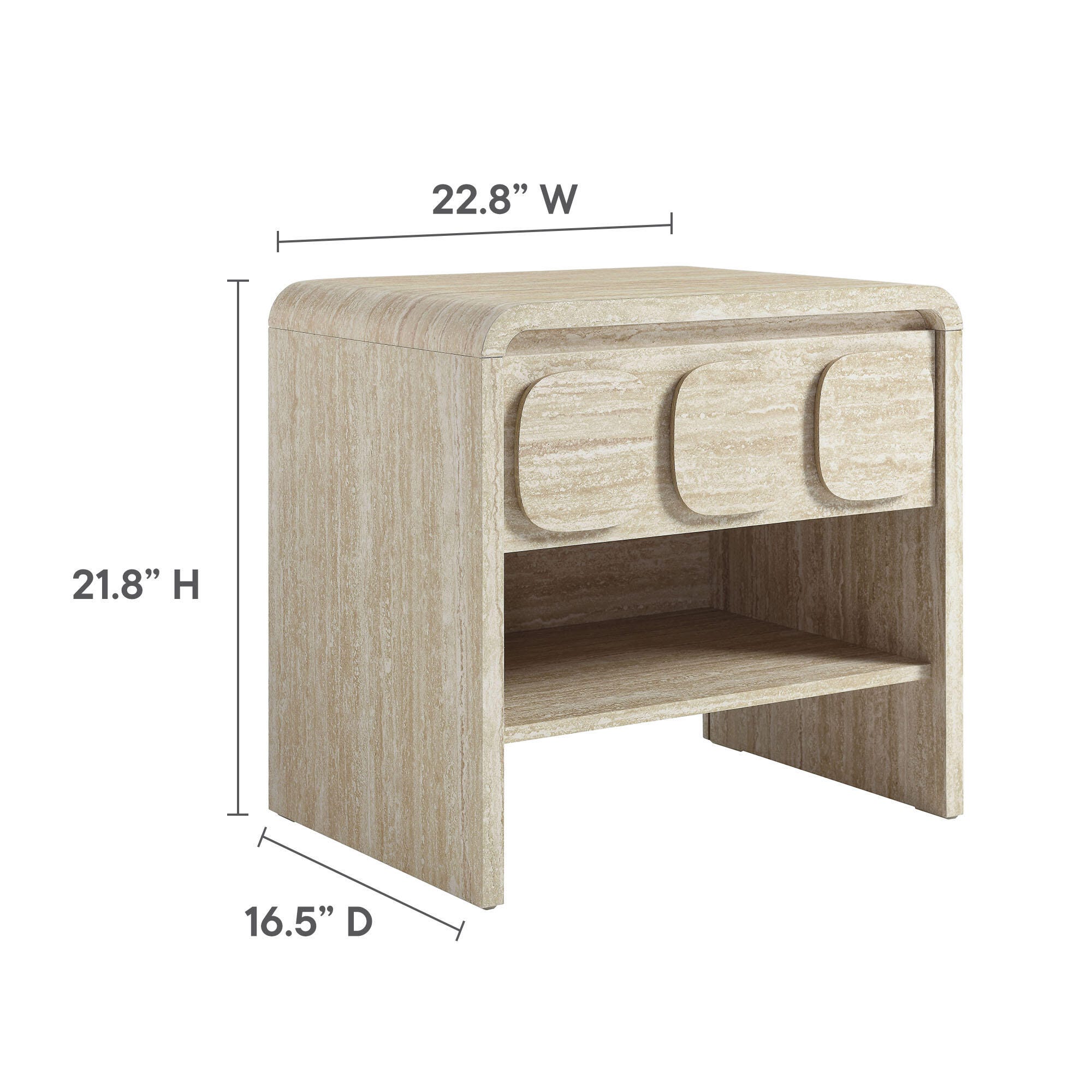 Modway Toscana 23" 1 Drawer Nightstand, Travertine, large