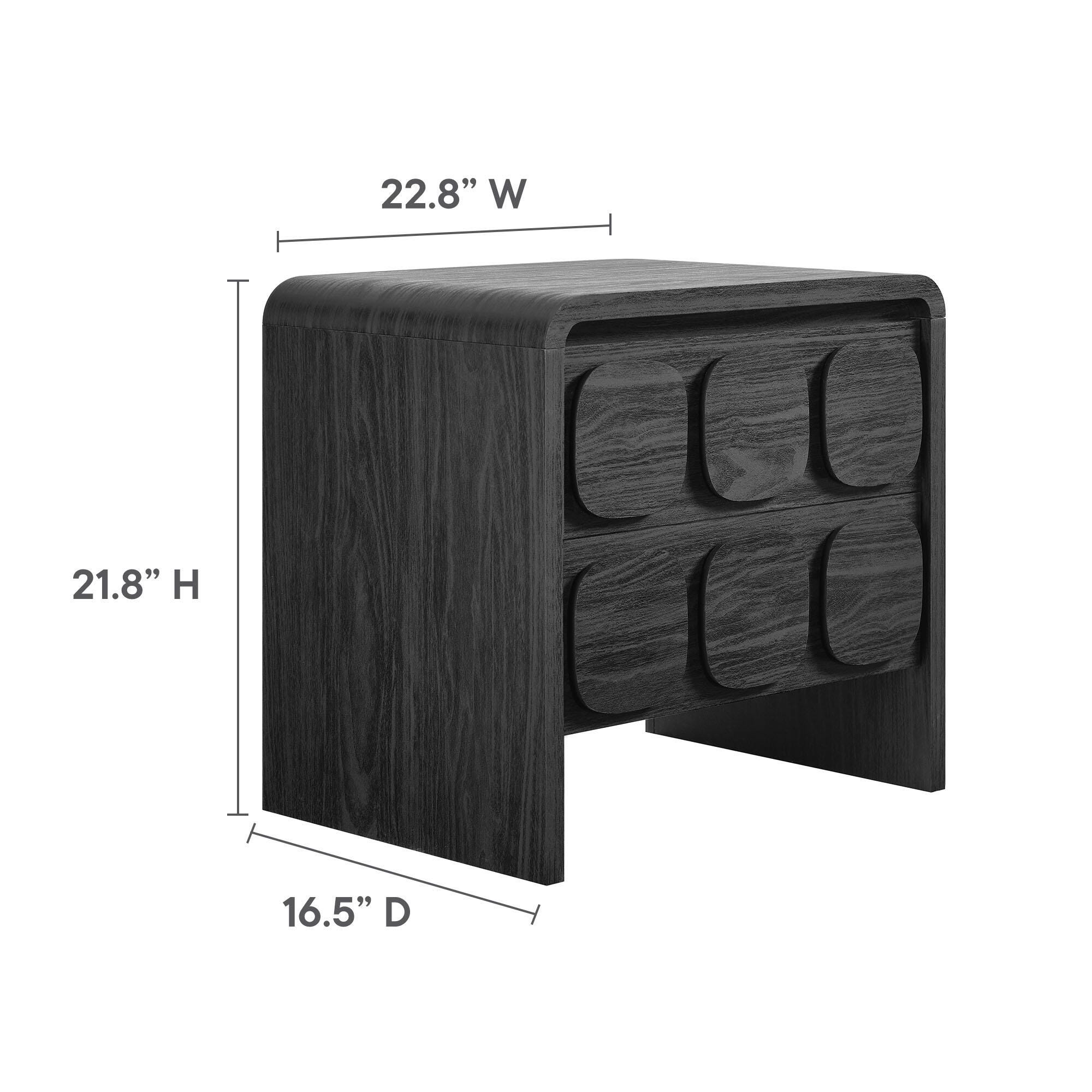 Modway Toscana 23" 2 Drawer Nightstand, Black, large