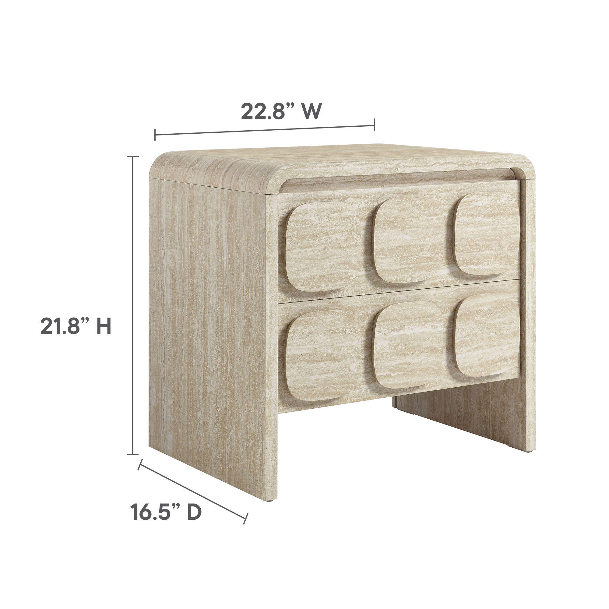 Modway Toscana 23" 2 Drawer Nightstand, Travertine, large