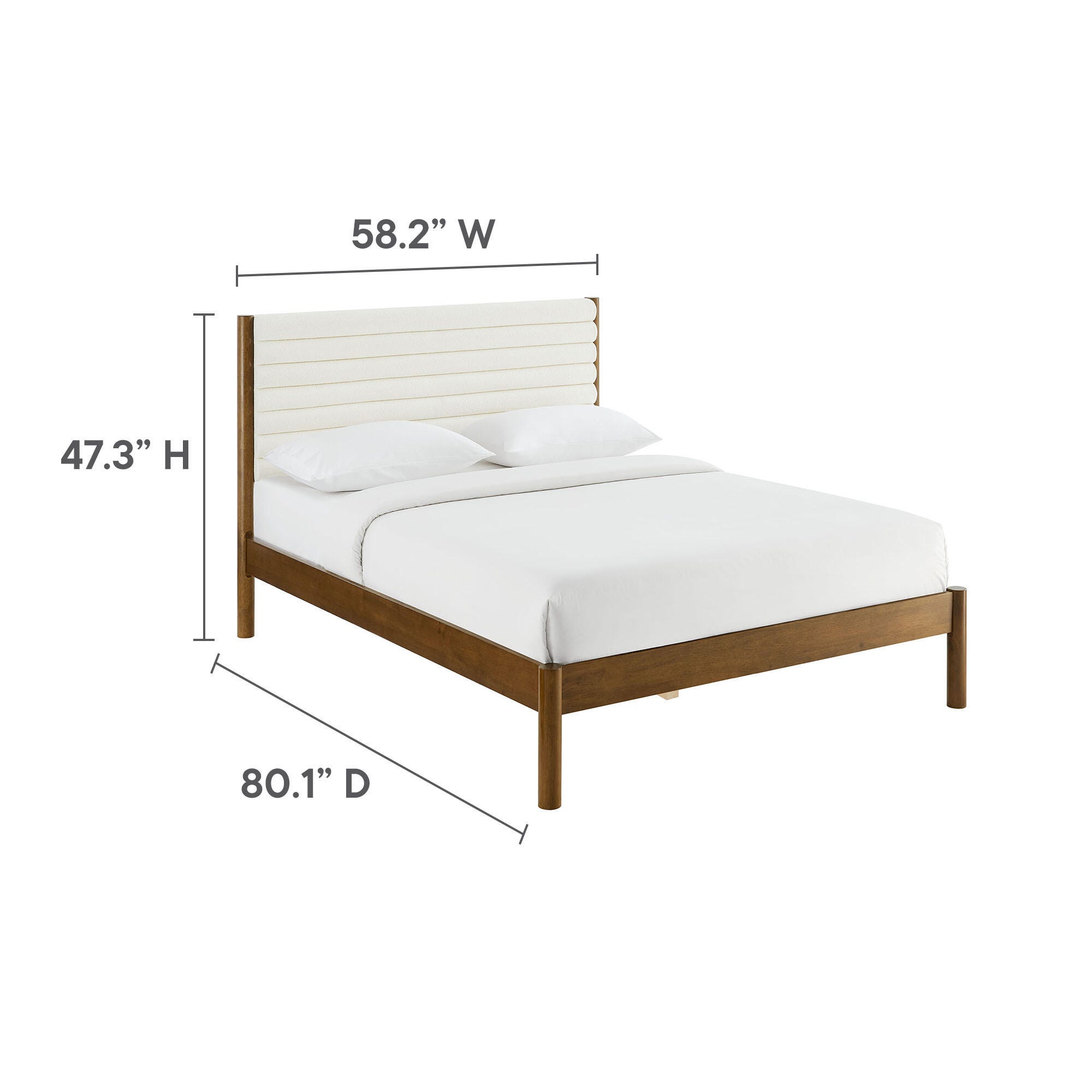 Modway Olea Full Boucle Channel Tufted Platform Bed, Feather Walnut, large