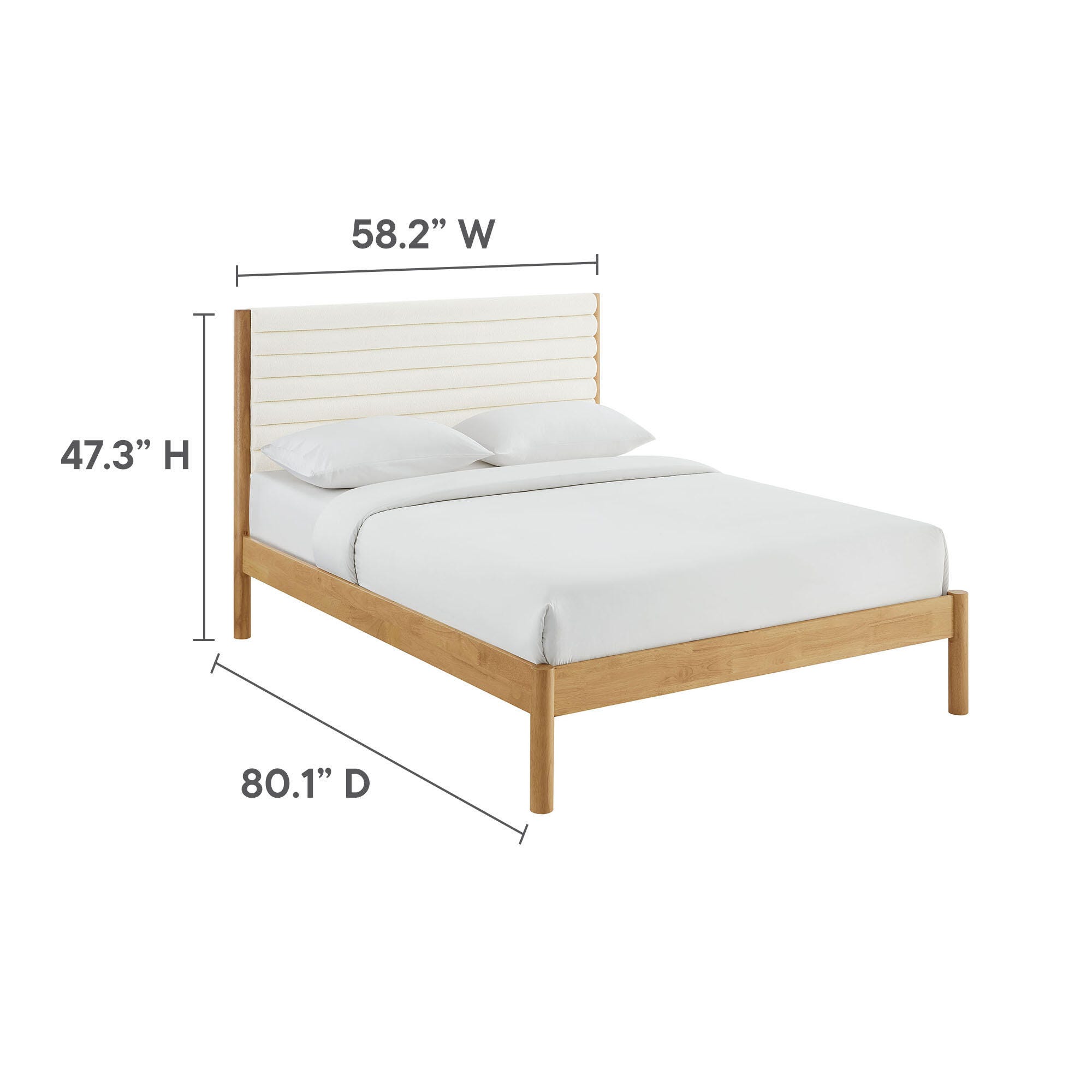 Modway Olea Full Boucle Channel Tufted Platform Bed, Feather Oak, large