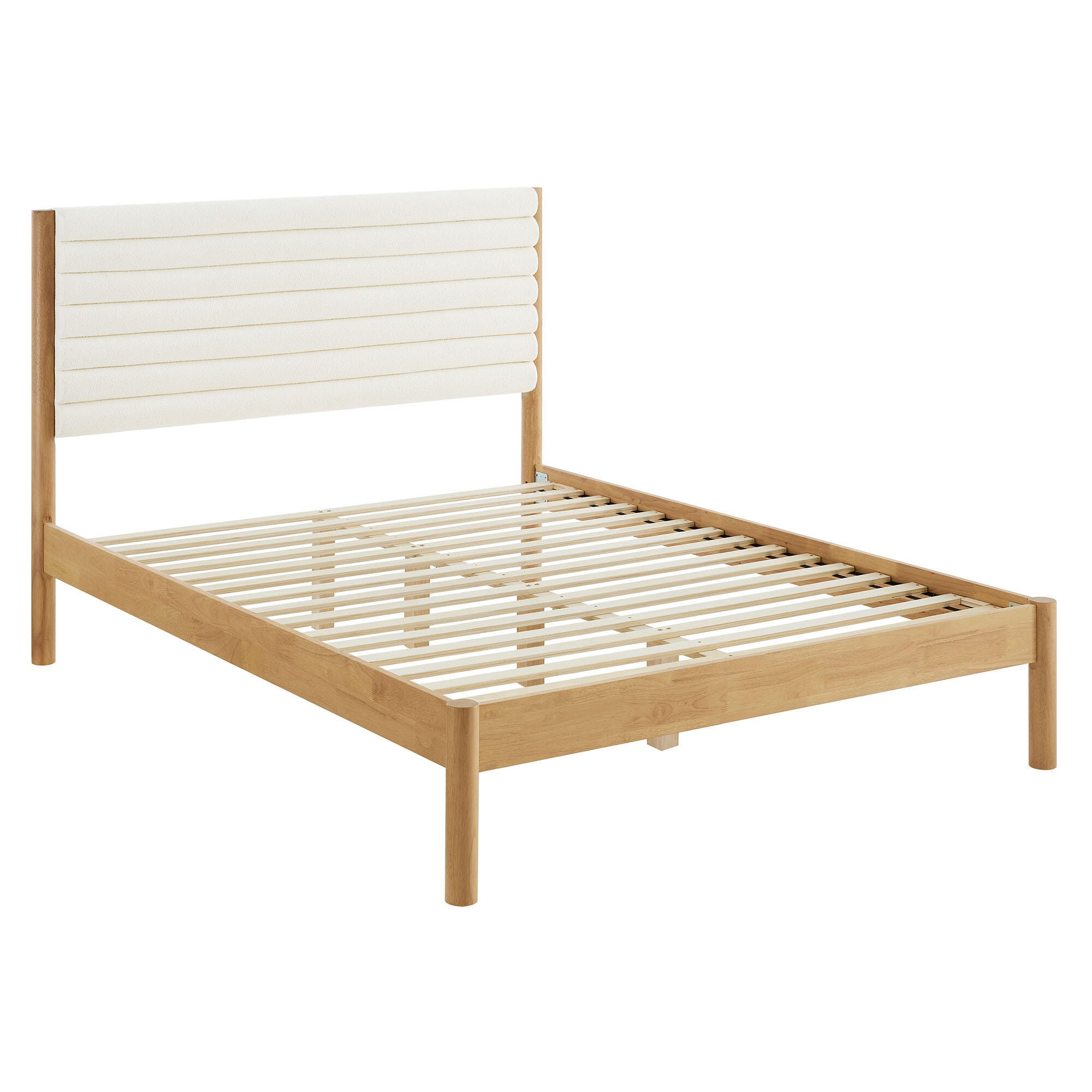 Modway Olea Full Boucle Channel Tufted Platform Bed, Feather Oak, large