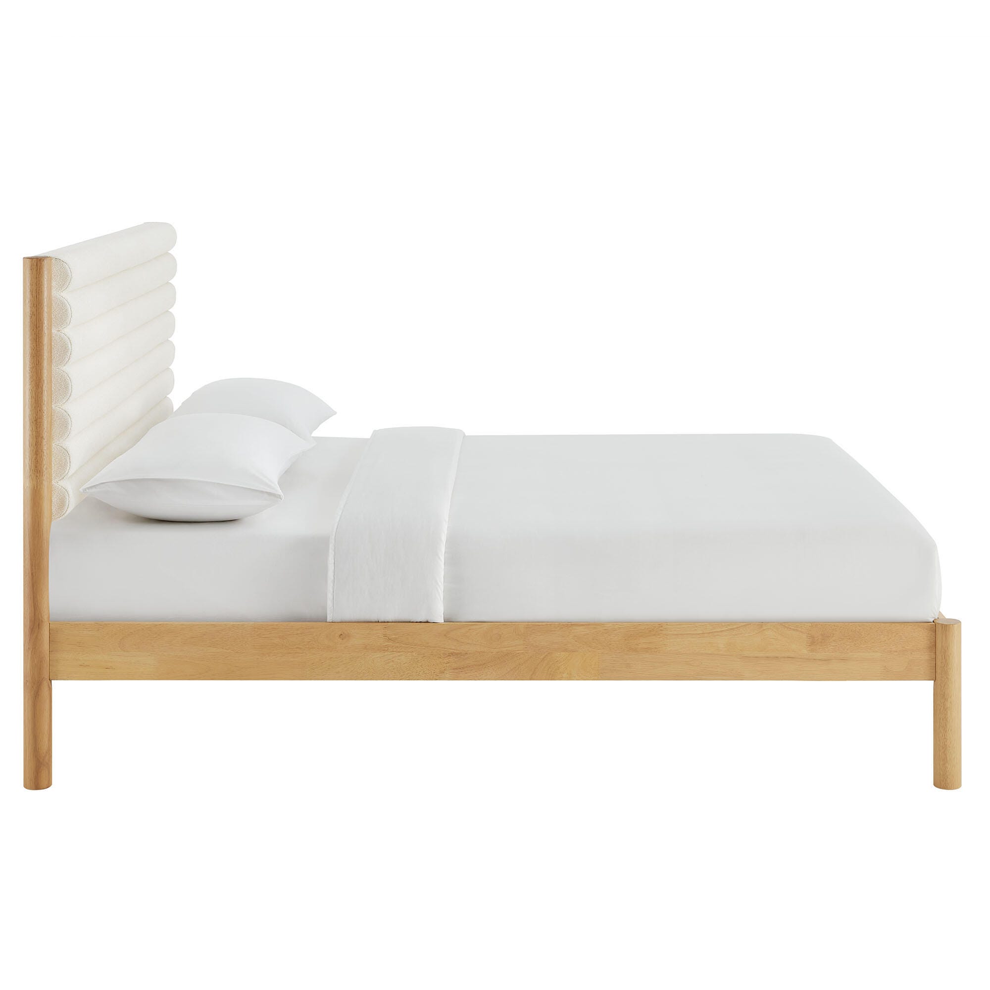 Modway Olea Full Boucle Channel Tufted Platform Bed, Feather Oak, large
