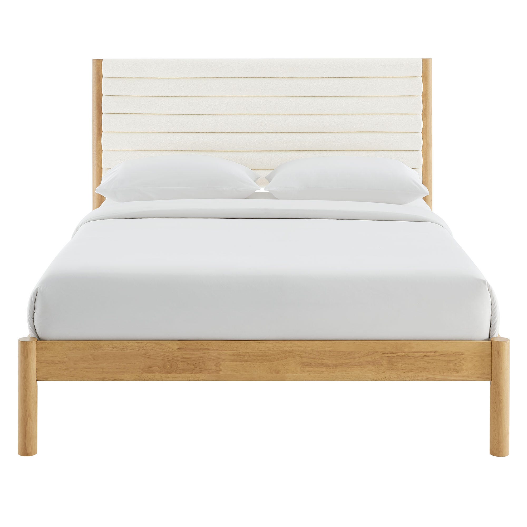 Modway Olea King Boucle Channel Tufted Platform Bed, Feather Oak, large