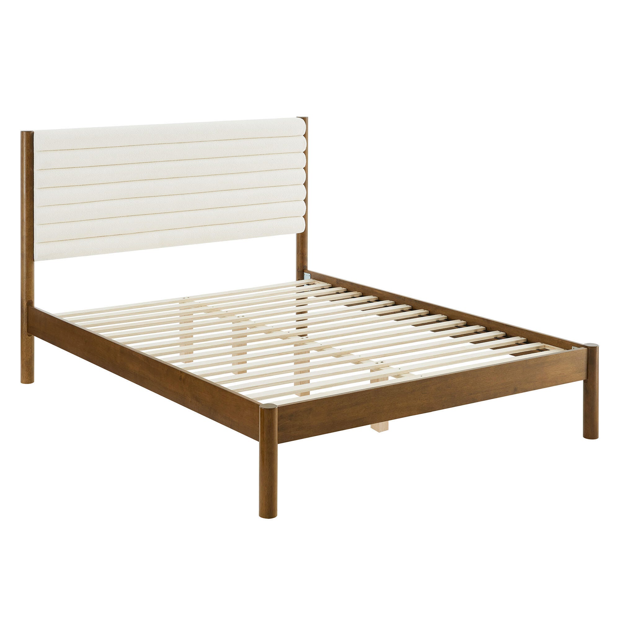 Modway Olea King Boucle Channel Tufted Platform Bed, Feather Walnut, large