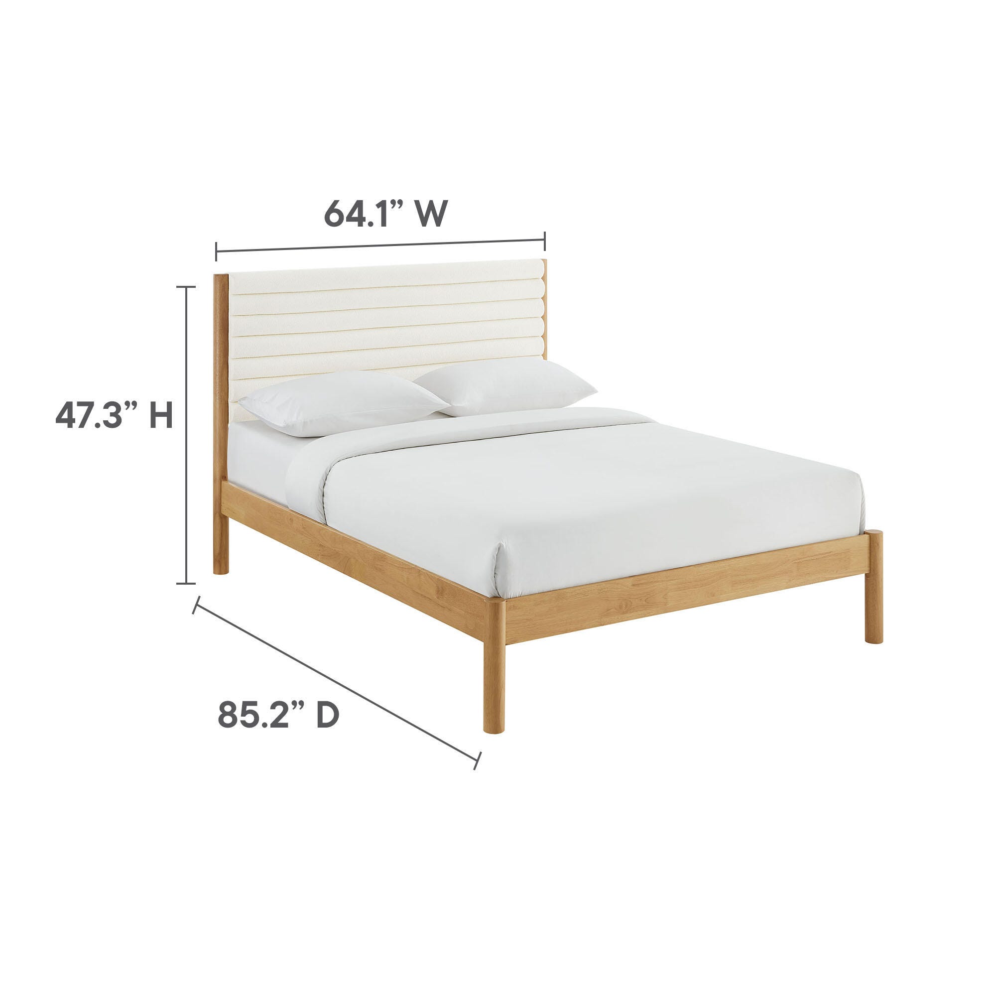 Modway Olea Queen Boucle Channel Tufted Platform Bed, Feather Oak, large