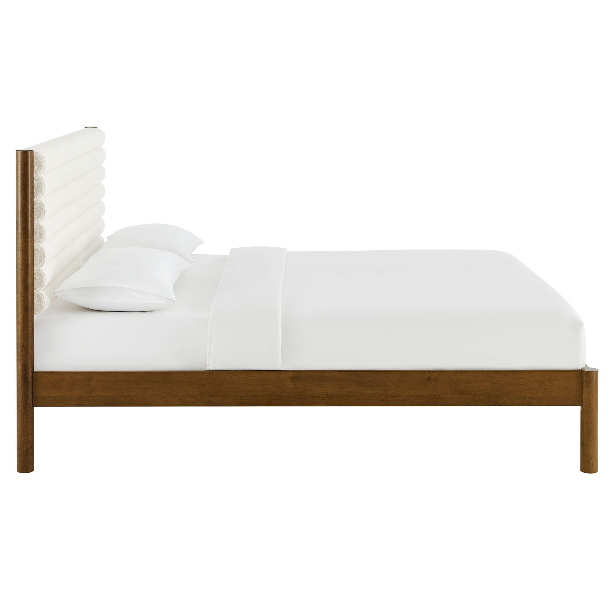 Modway Olea Queen Boucle Channel Tufted Platform Bed, Feather Walnut, large