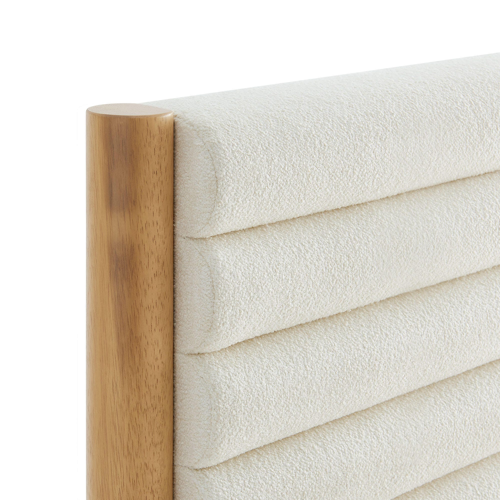Modway Olea Twin Boucle Channel Tufted Platform Bed, Feather Oak, large