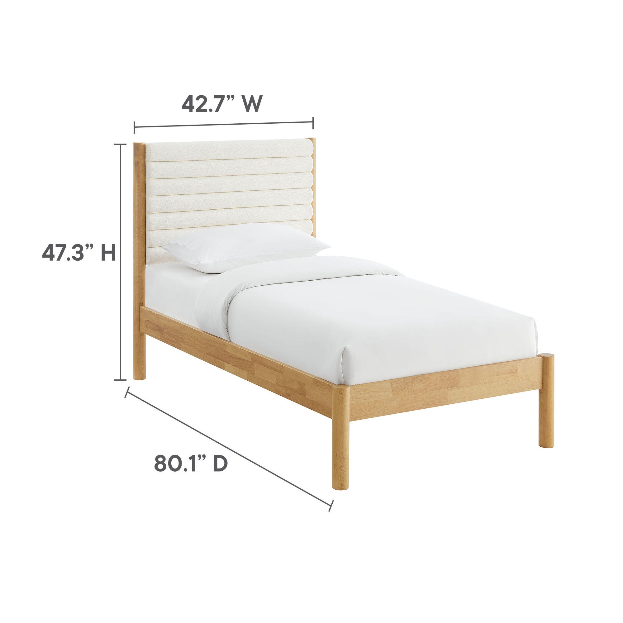Modway Olea Twin Boucle Channel Tufted Platform Bed, Feather Oak, large