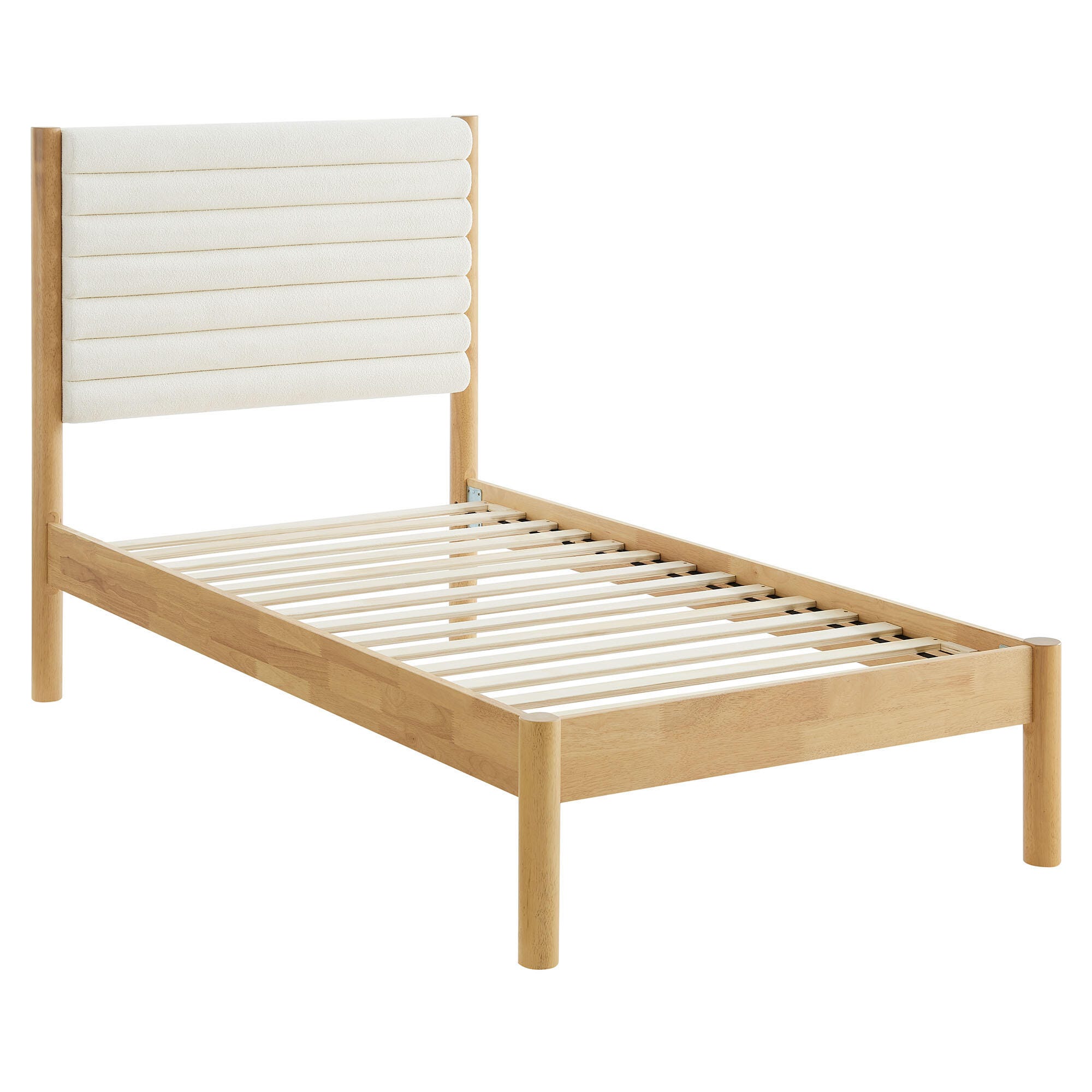 Modway Olea Twin Boucle Channel Tufted Platform Bed, Feather Oak, large