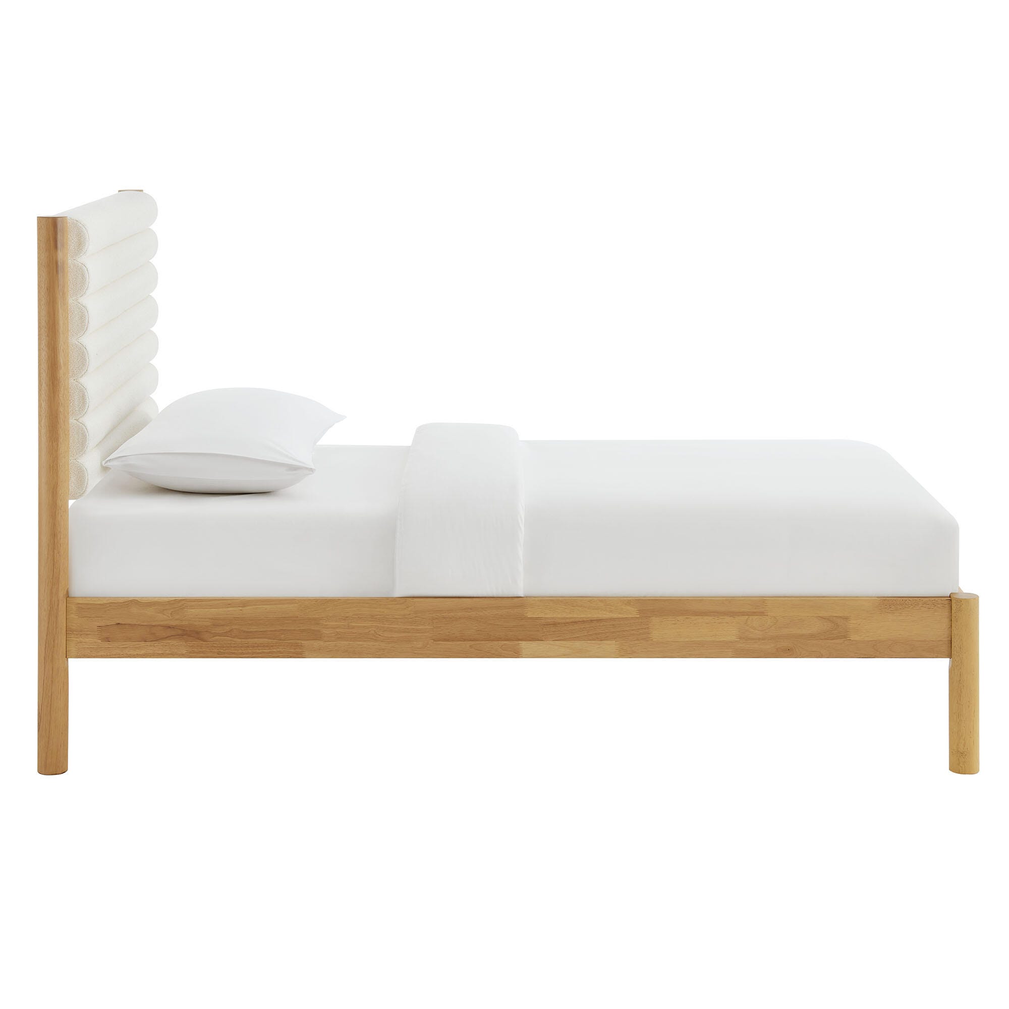 Modway Olea Twin Boucle Channel Tufted Platform Bed, Feather Oak, large