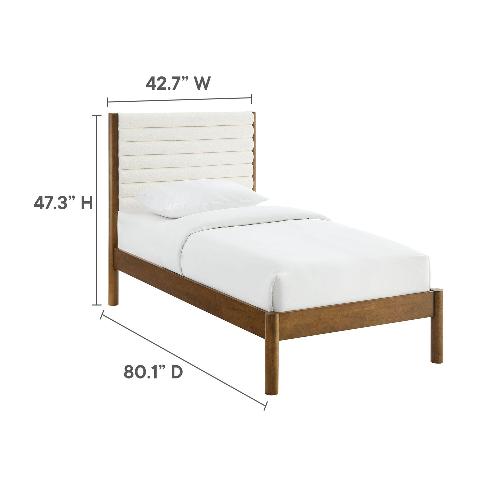 Modway Olea Twin Boucle Channel Tufted Platform Bed, Feather Walnut, large