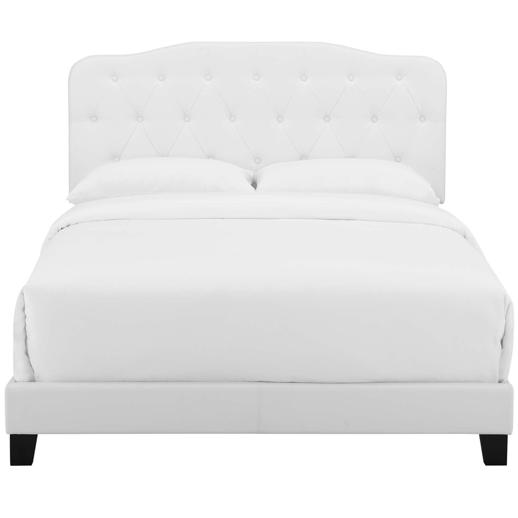 Modway Amelia Faux Leather Full Bed, White, large