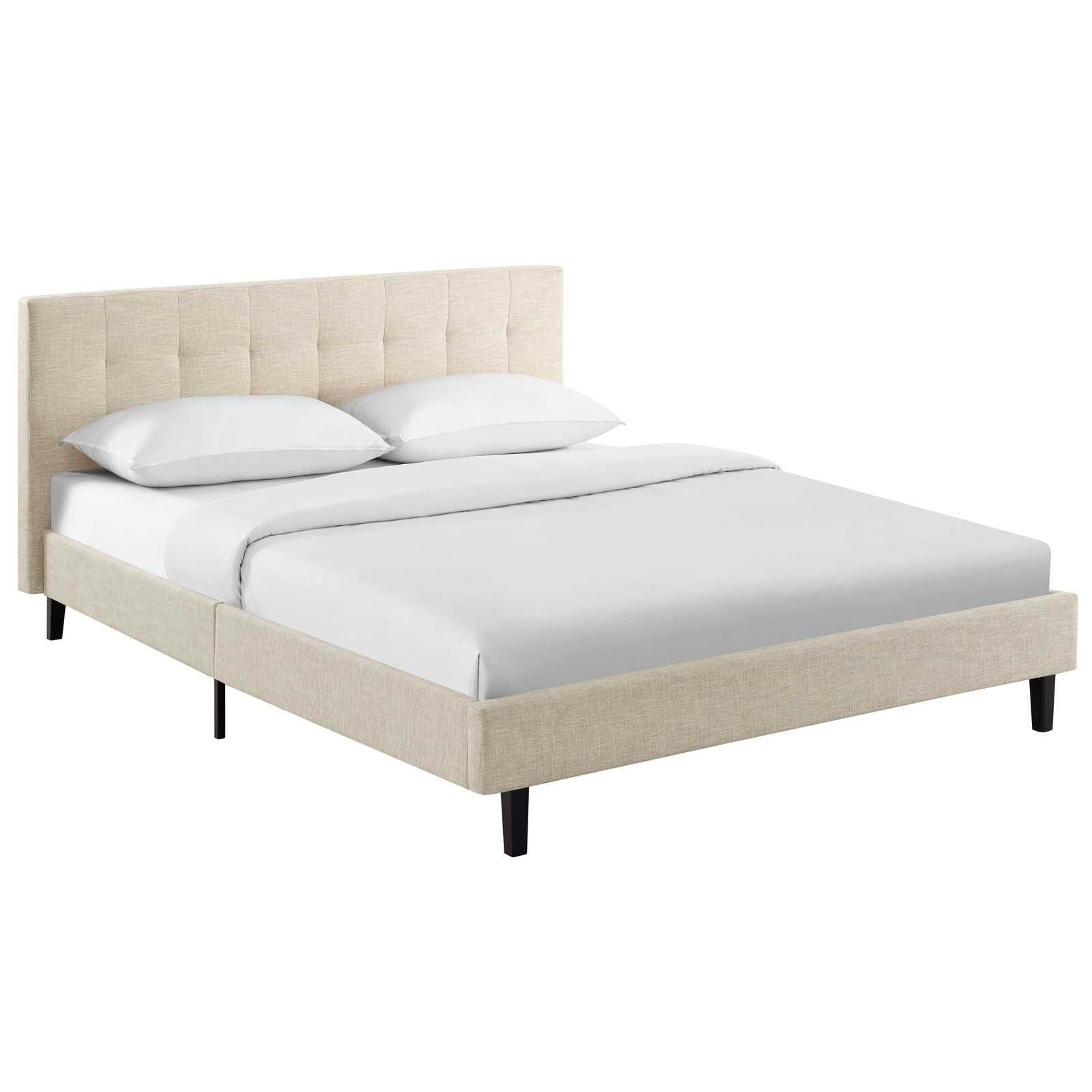 Modway Linnea Full Platform Bed, Beige, large