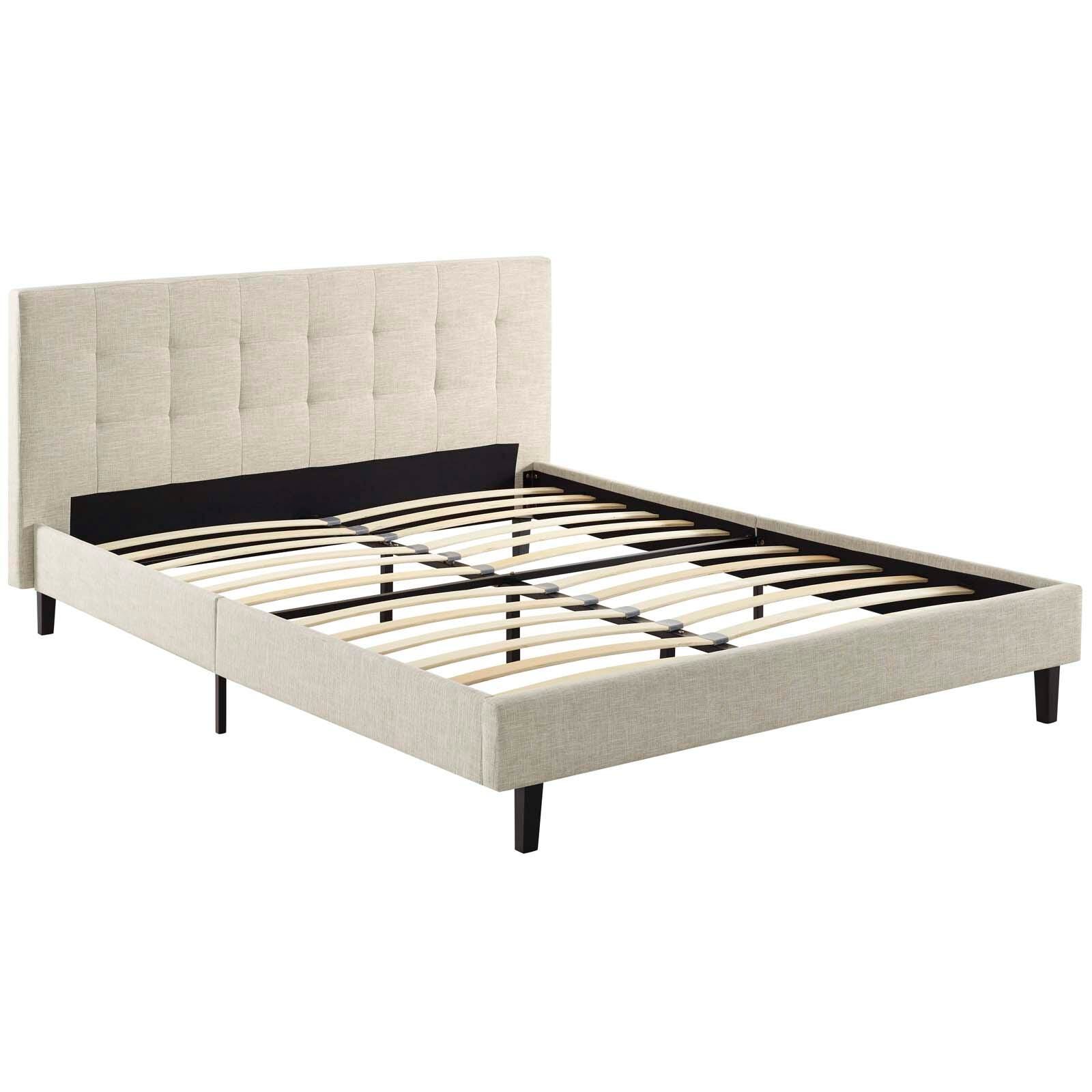 Modway Linnea Full Platform Bed, Beige, large