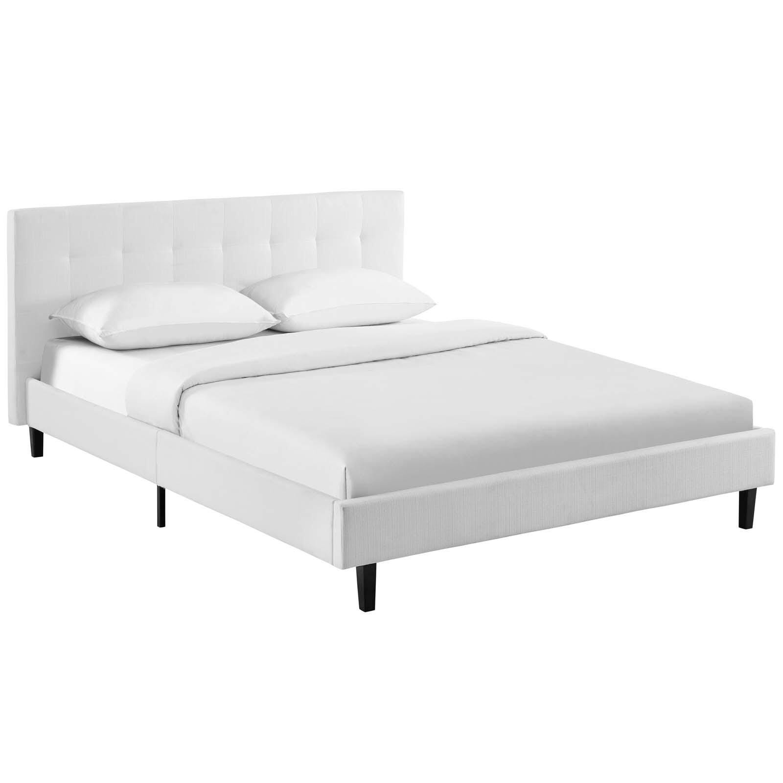 Modway Linnea Full Platform Bed, White, large