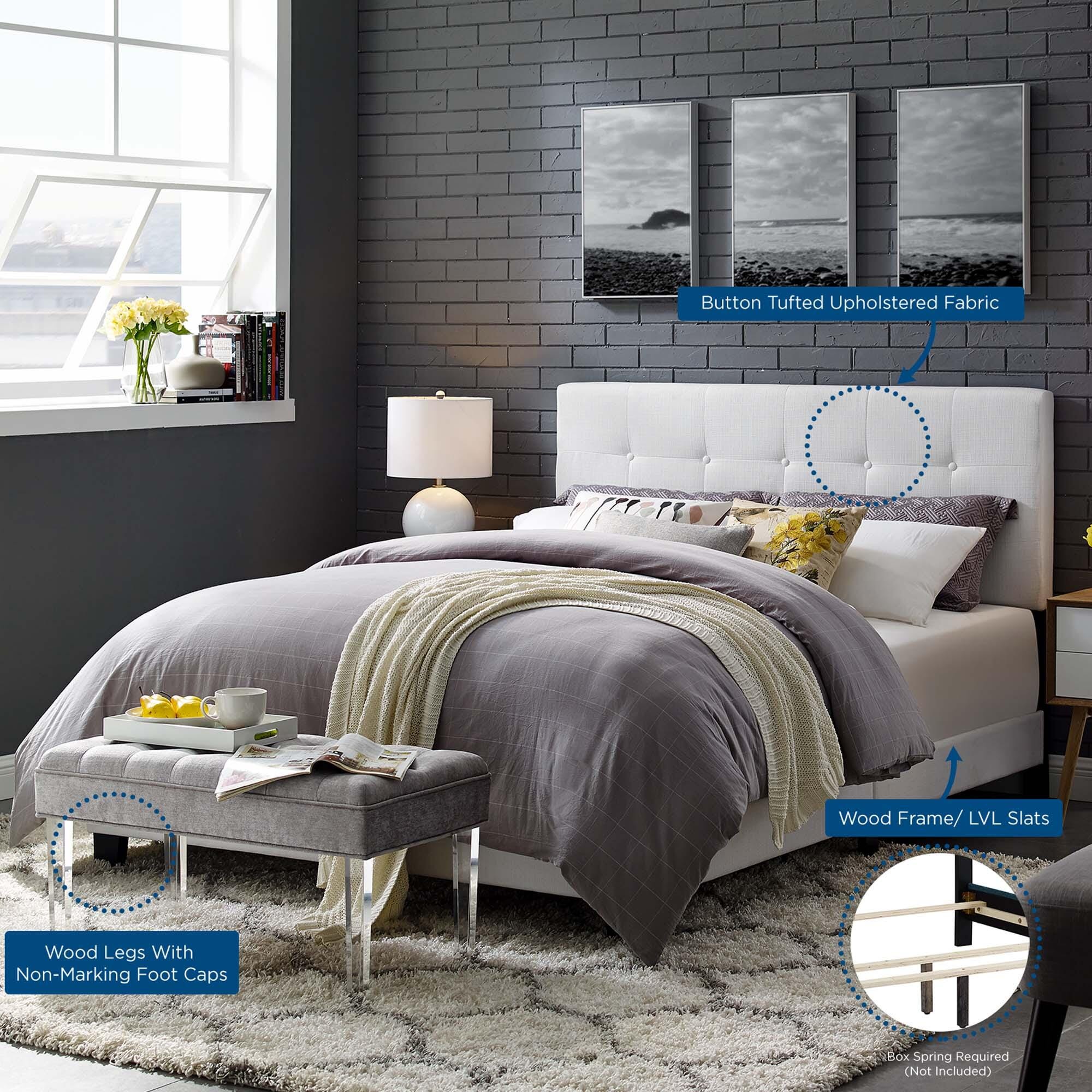 Modway Amira Full Upholstered Bed, White, large