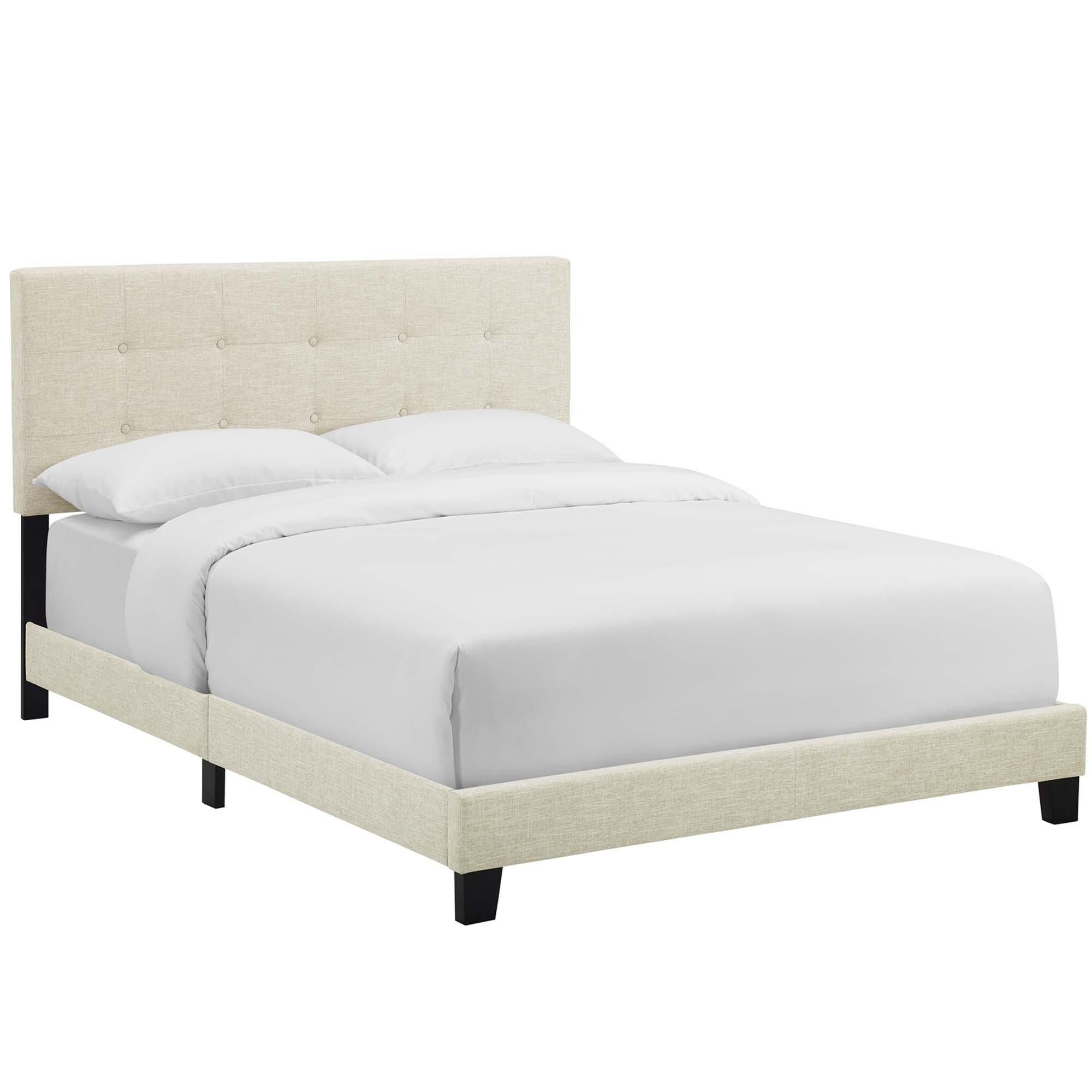 Modway Amira King Upholstered Bed, Beige, large