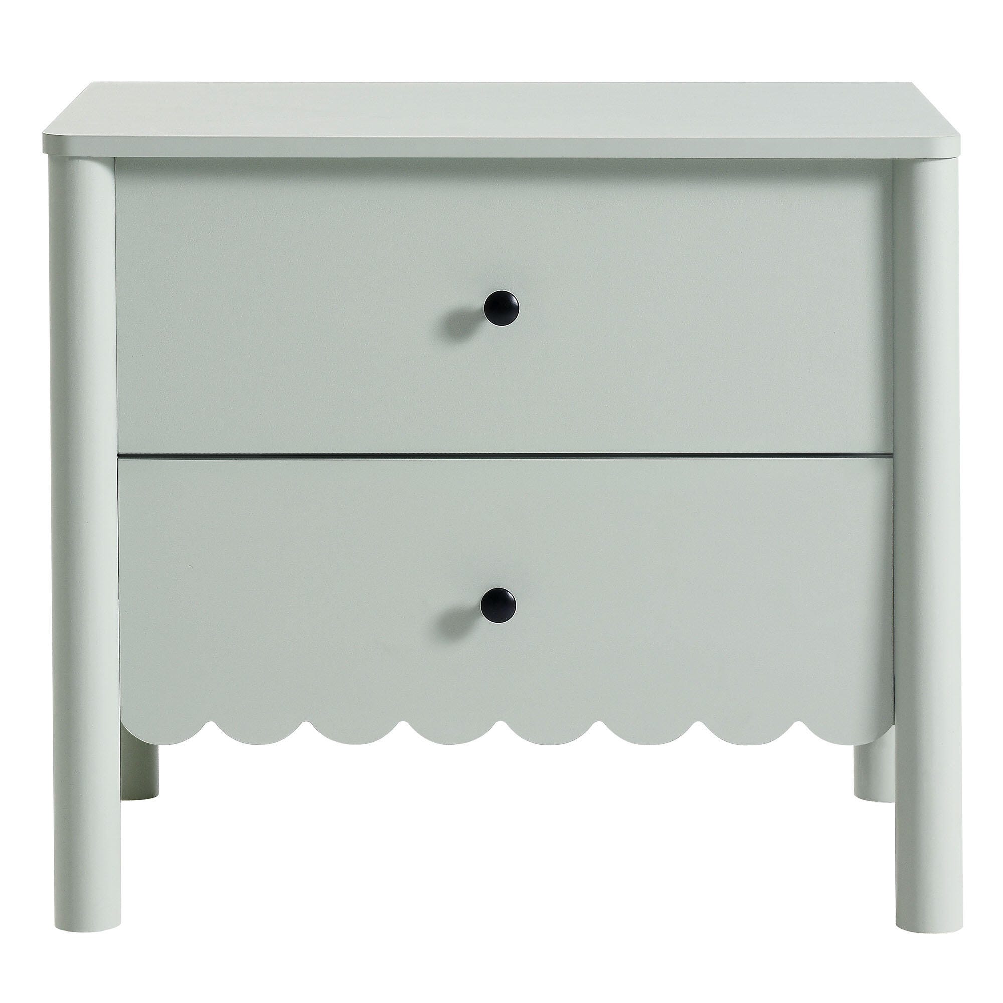 Modway Emmeline Scalloped 25" 2 Drawer Nightstand, Sage, large